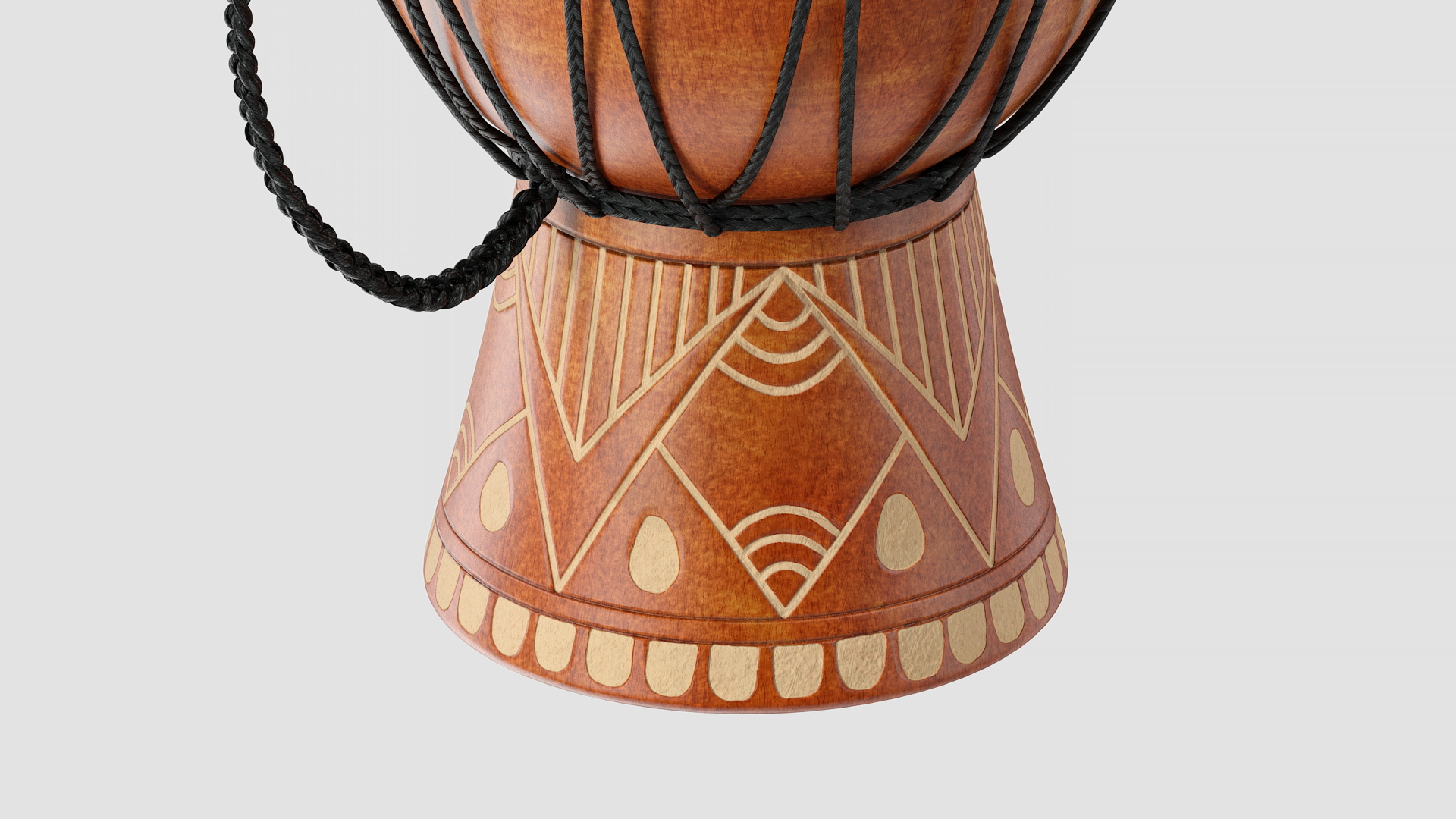 3D Ornate African Djembe Drum