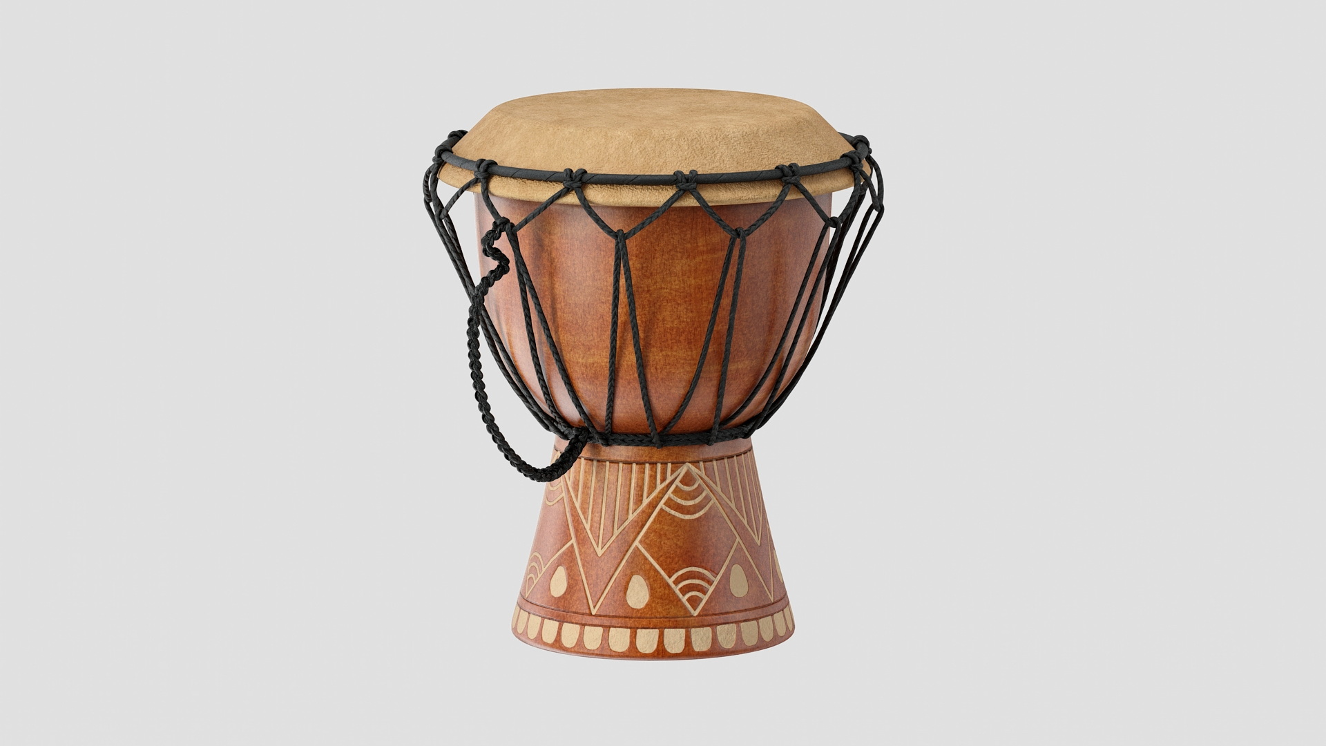 3D Ornate African Djembe Drum