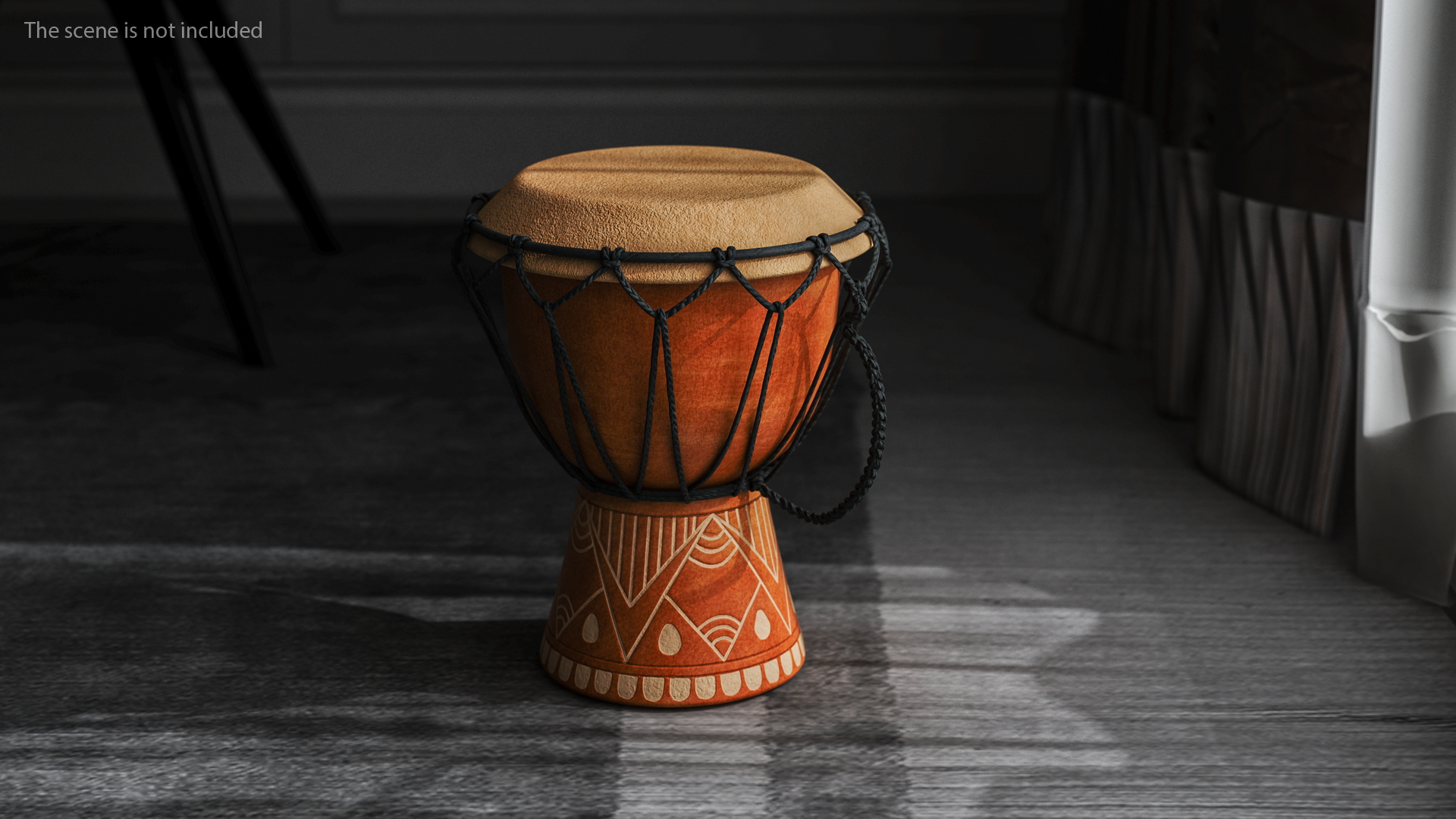3D Ornate African Djembe Drum