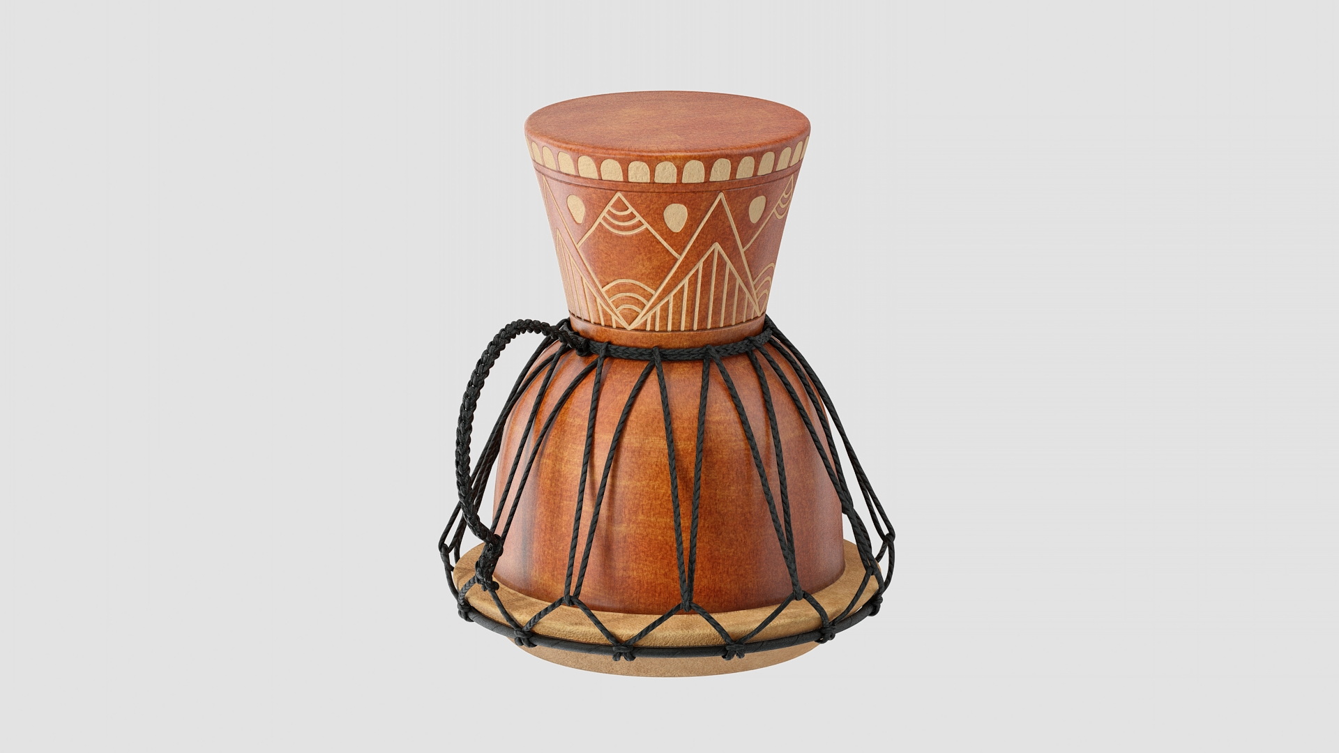 3D Ornate African Djembe Drum