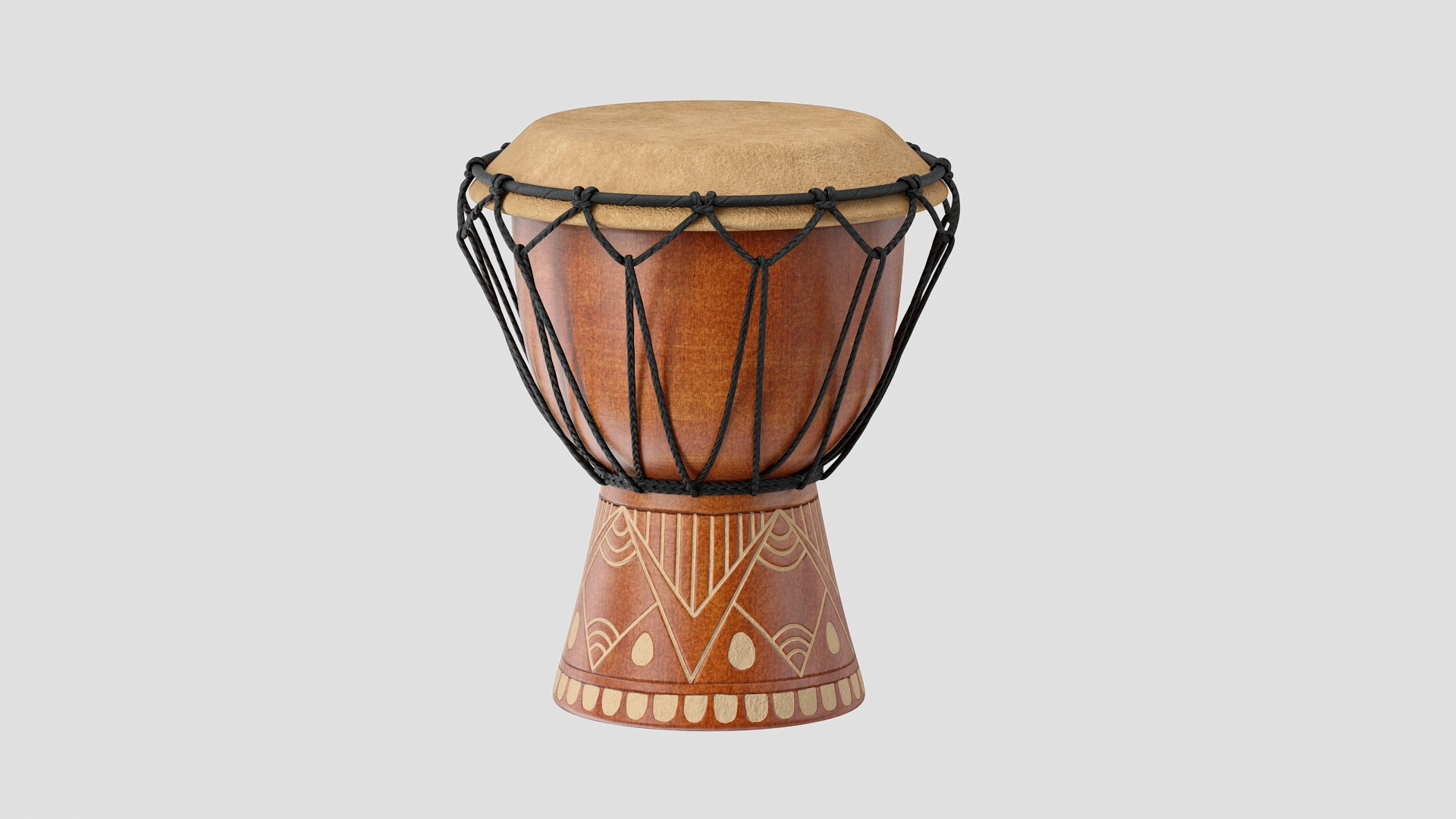 3D Ornate African Djembe Drum