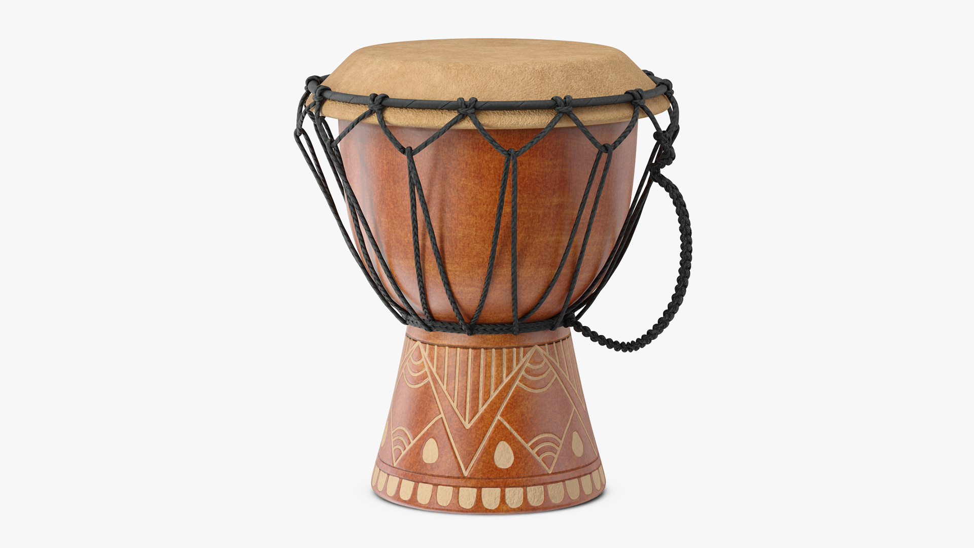 3D Ornate African Djembe Drum