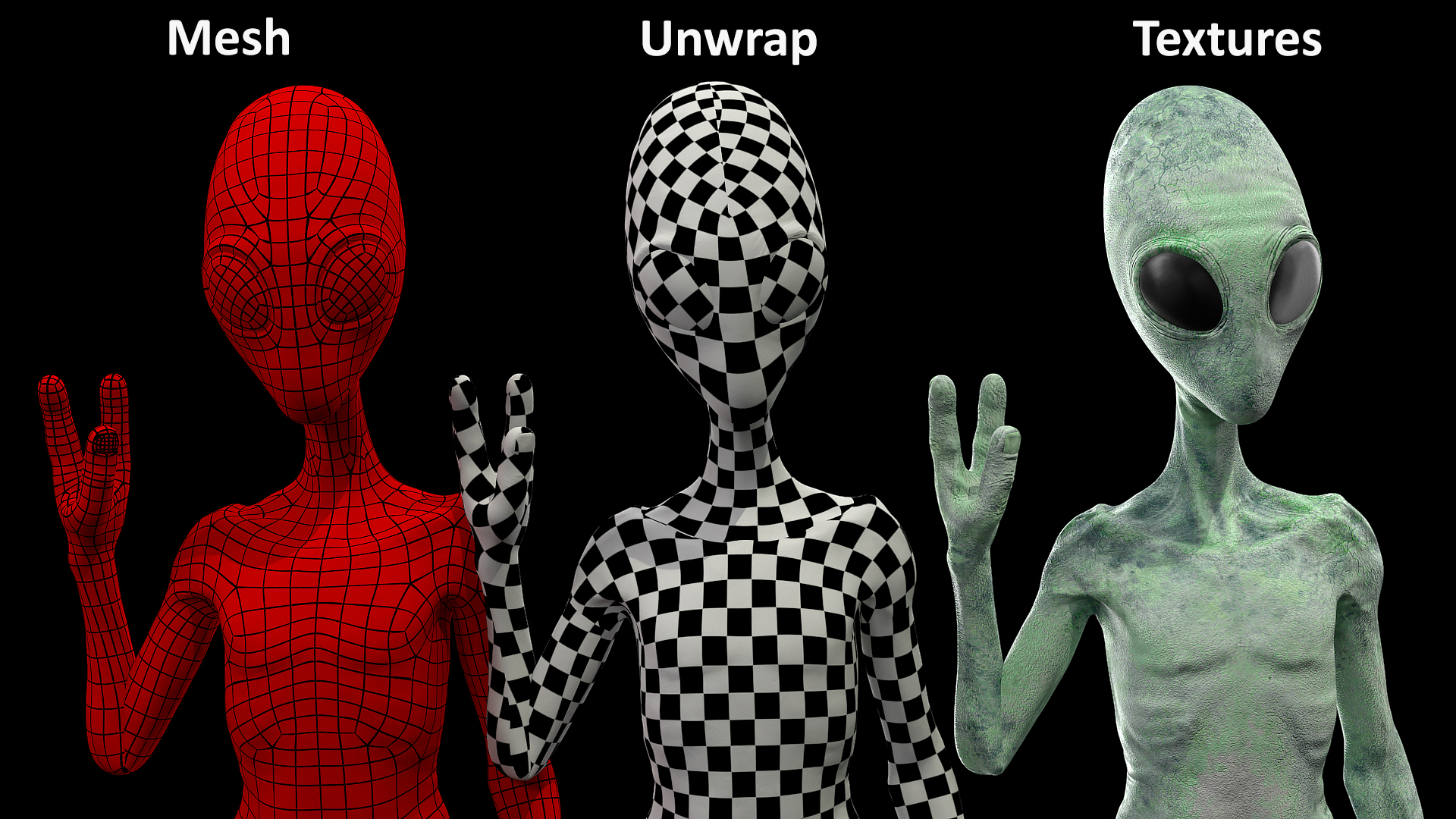 3D model Green Alien Greeting Pose