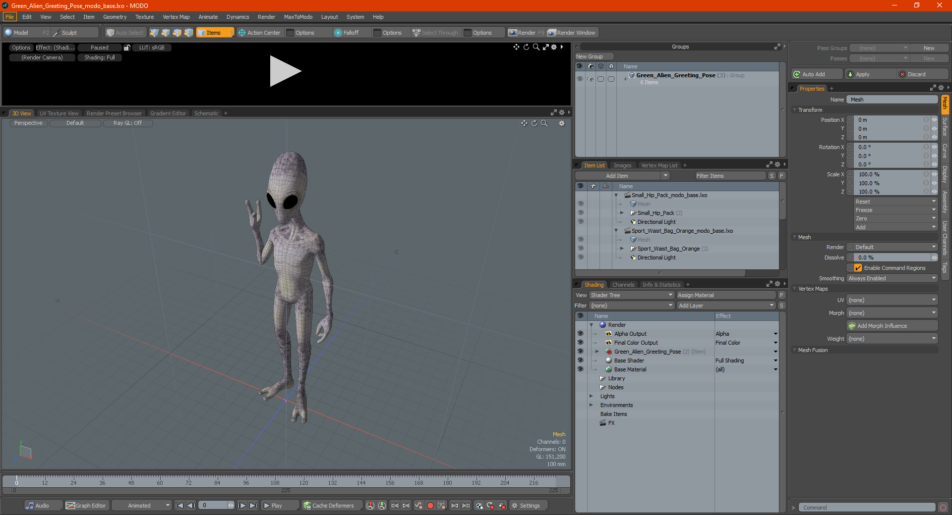 3D model Green Alien Greeting Pose
