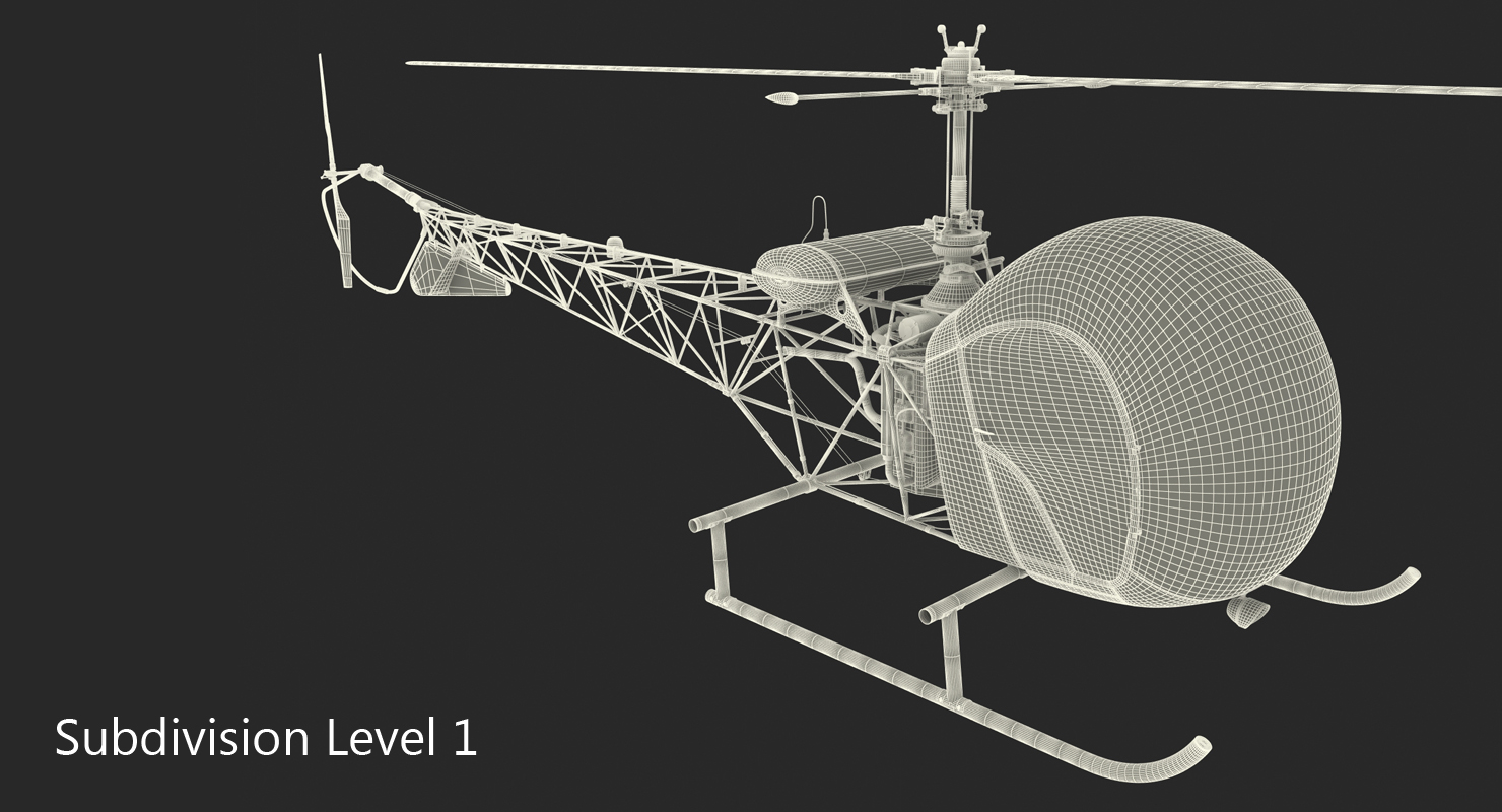 Light Helicopter Bell 47 3D model