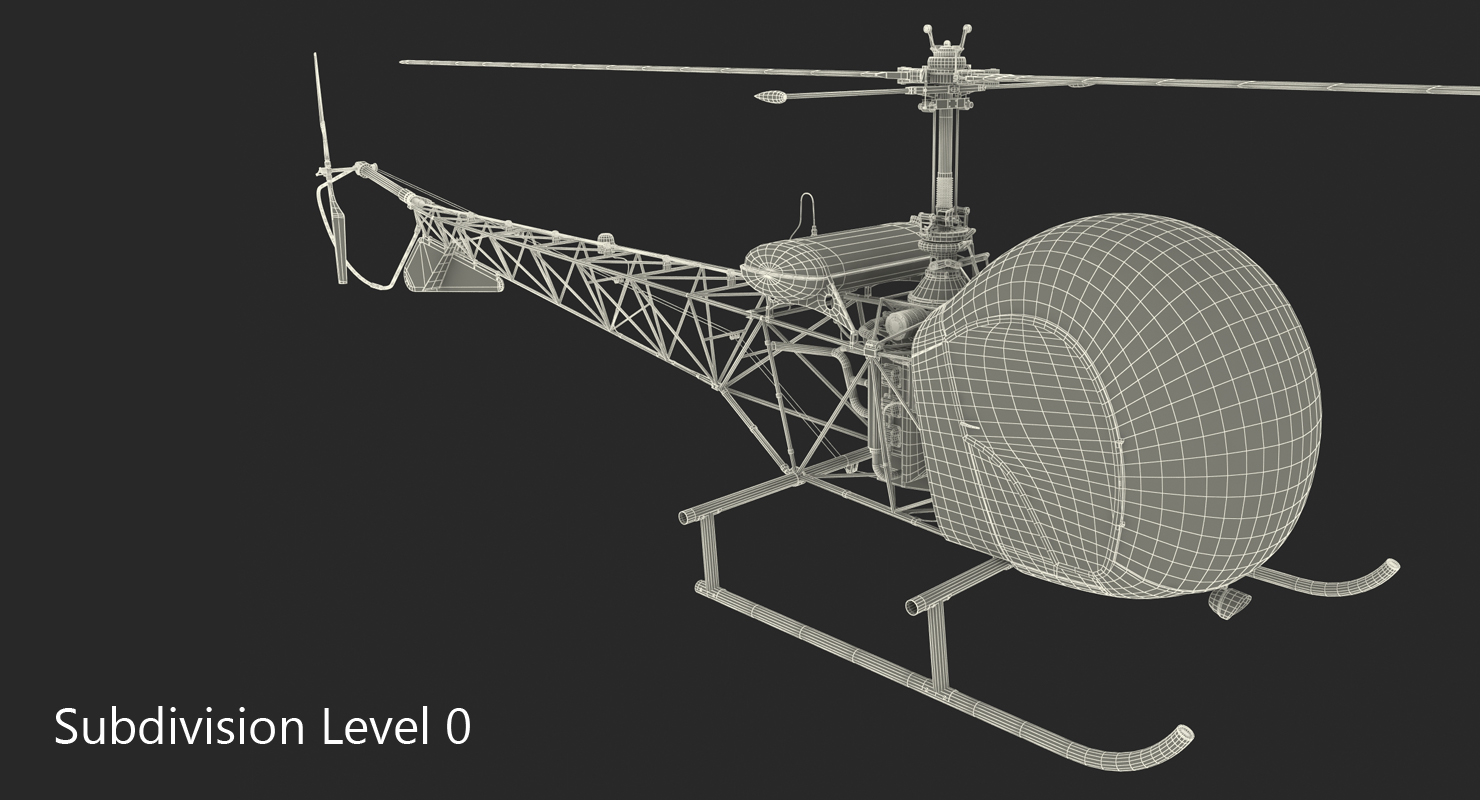 Light Helicopter Bell 47 3D model