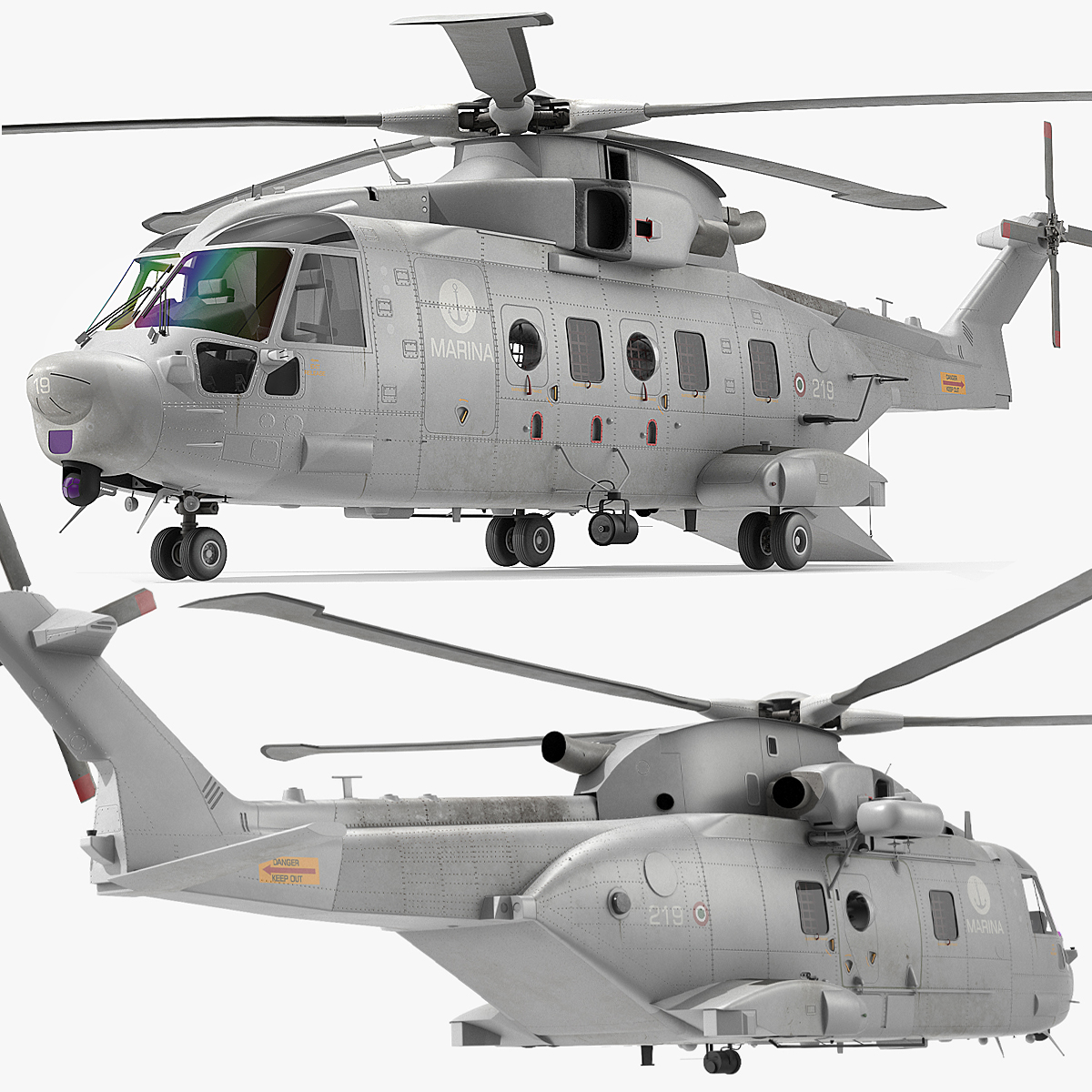 AgustaWestland AW101 Italian Navy Helicopter Rigged