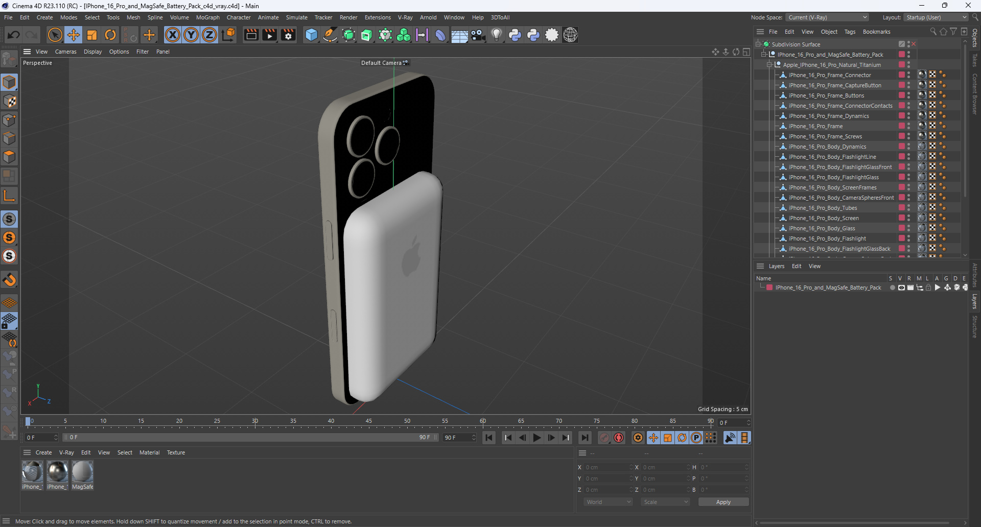3D IPhone 16 Pro and MagSafe Battery Pack model