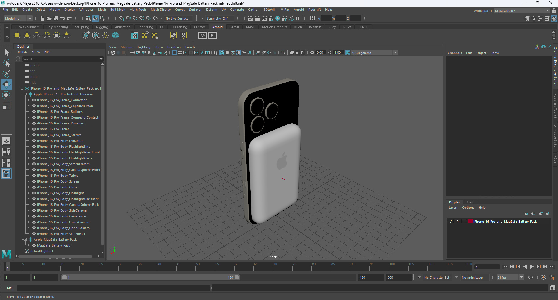 3D IPhone 16 Pro and MagSafe Battery Pack model