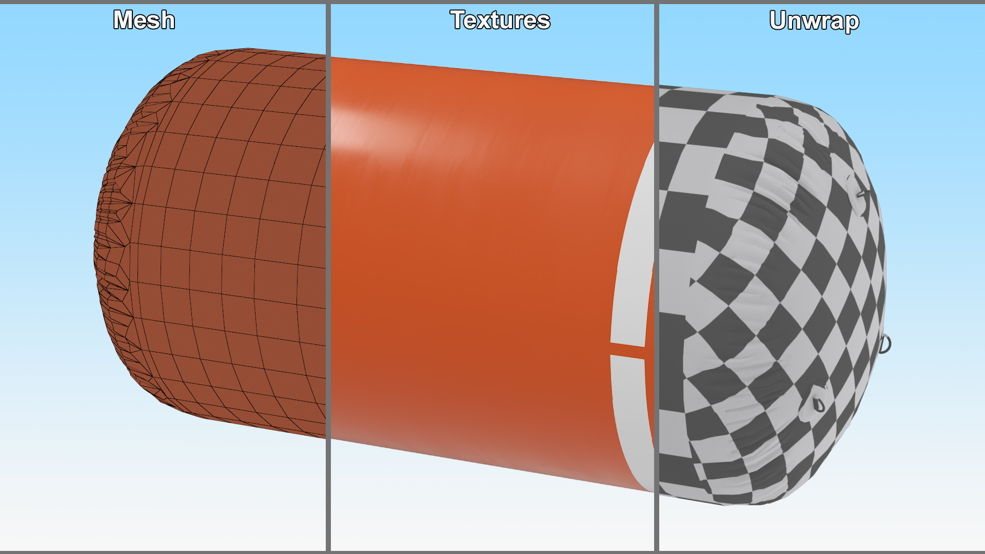 Floating Inflatable Marker Buoy for Water Sport Orange Line 3D model
