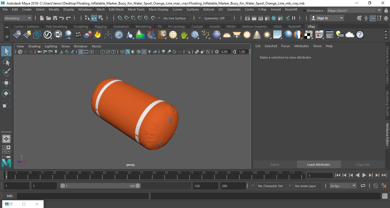 Floating Inflatable Marker Buoy for Water Sport Orange Line 3D model