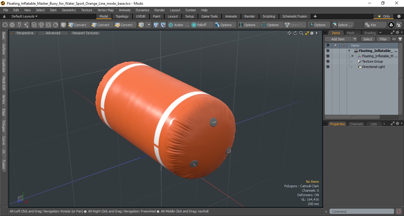 Floating Inflatable Marker Buoy for Water Sport Orange Line 3D model