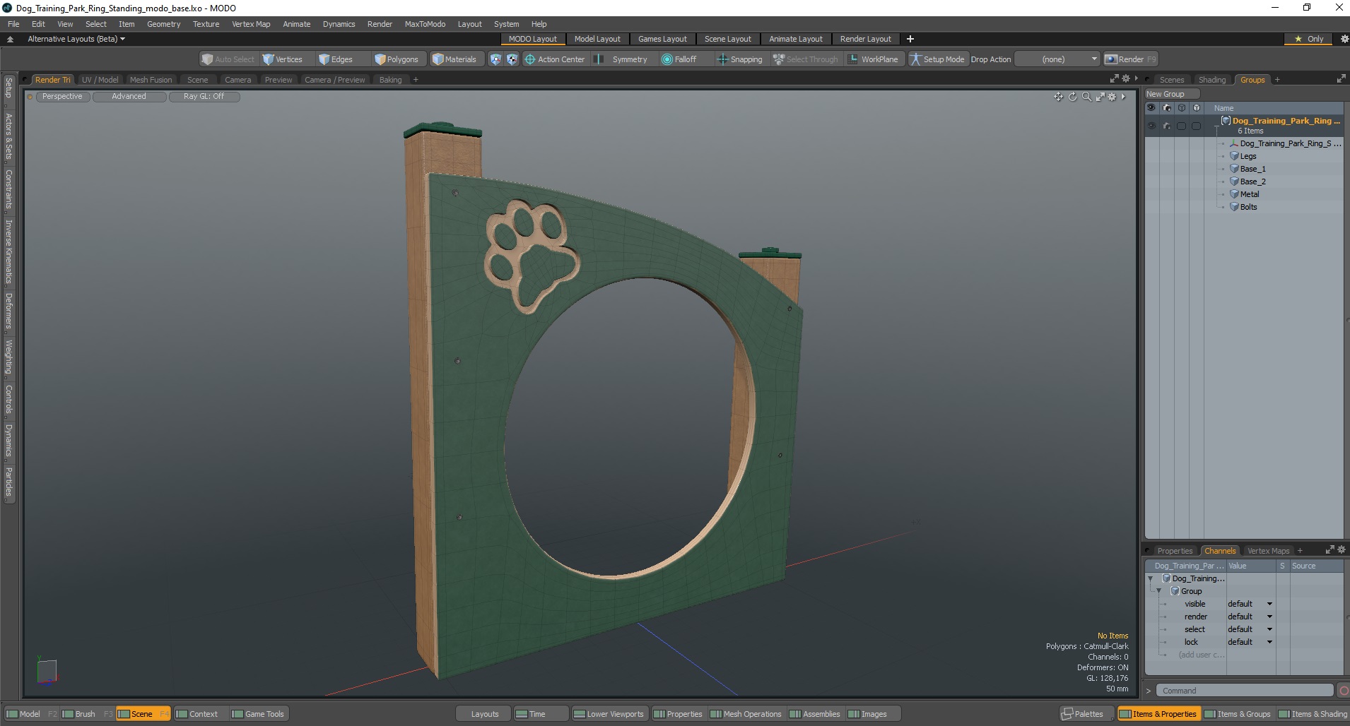 3D Dog Training Park Ring Standing