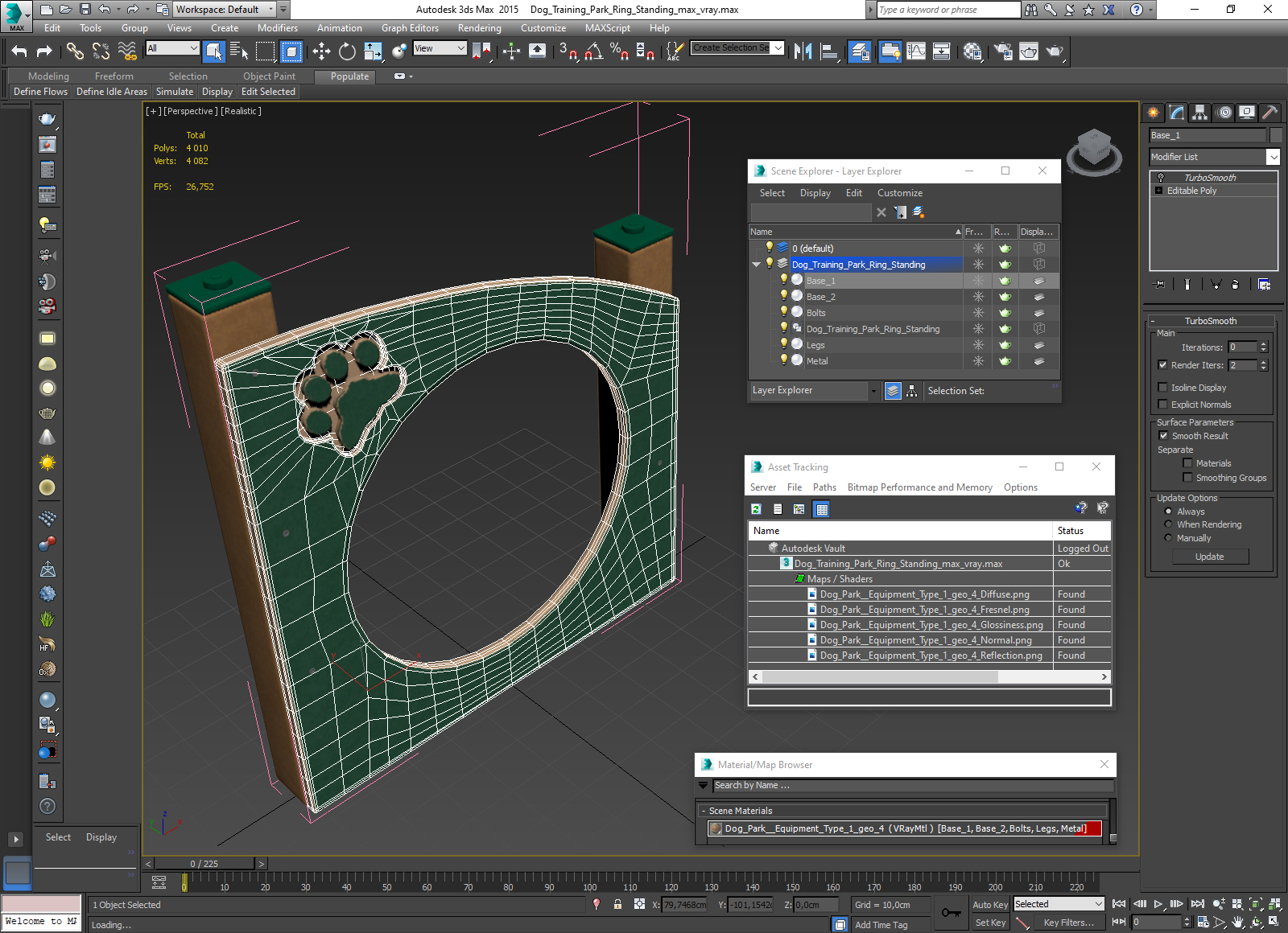 3D Dog Training Park Ring Standing