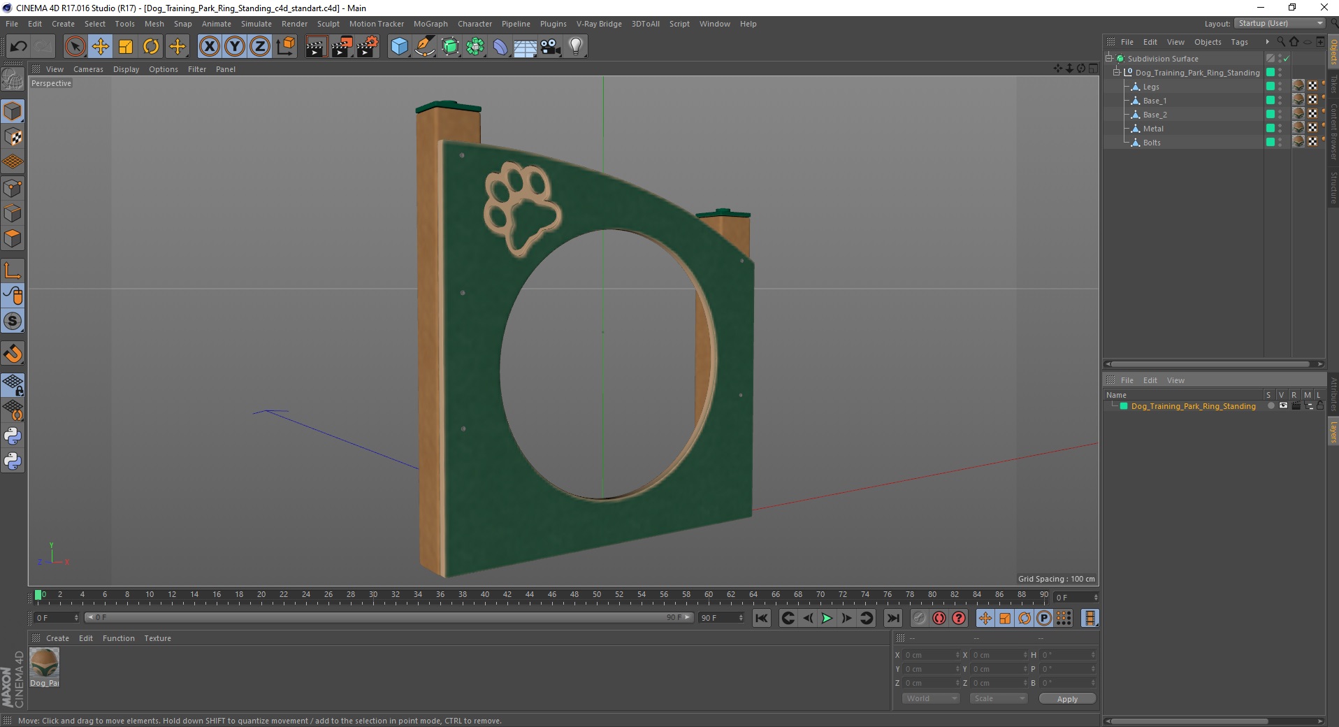 3D Dog Training Park Ring Standing