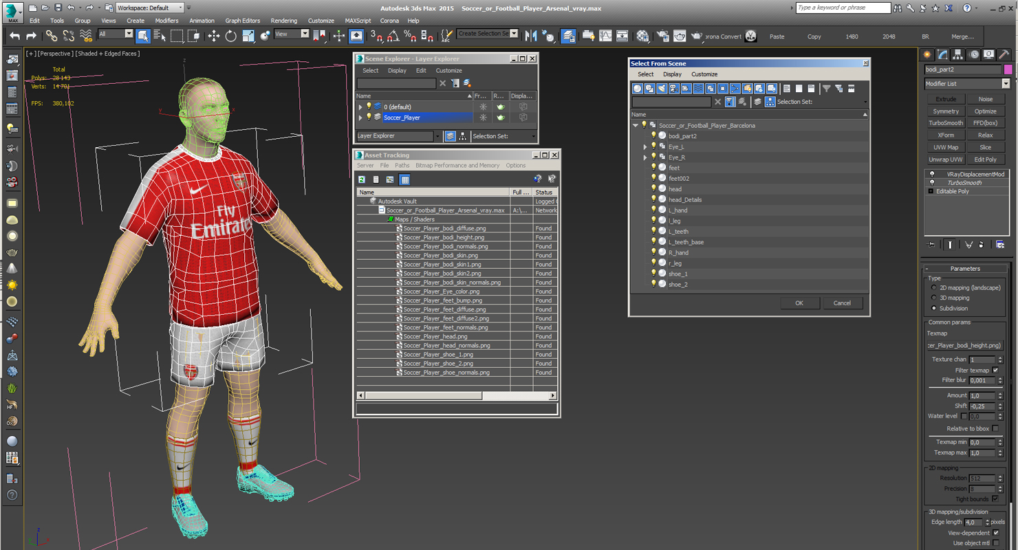 3D Soccer or Football Player Arsenal model
