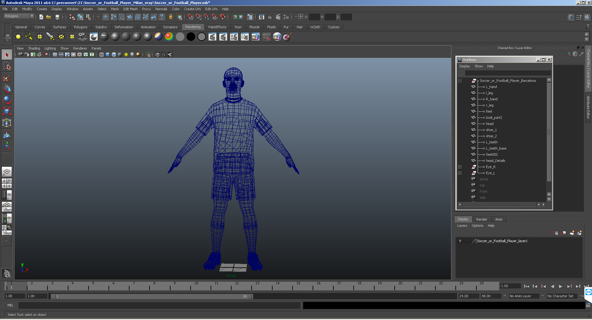 3D Soccer or Football Player Arsenal model