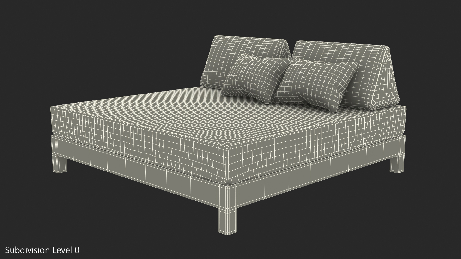 Wooden Kingsize Bed 3D model