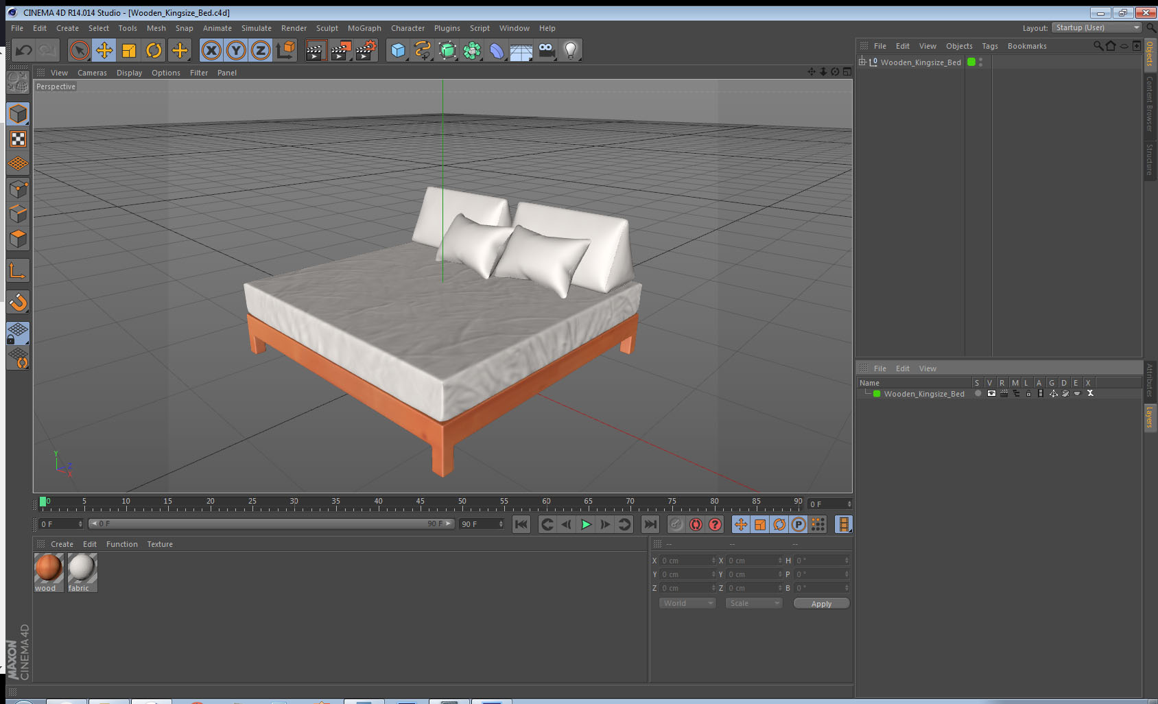 Wooden Kingsize Bed 3D model