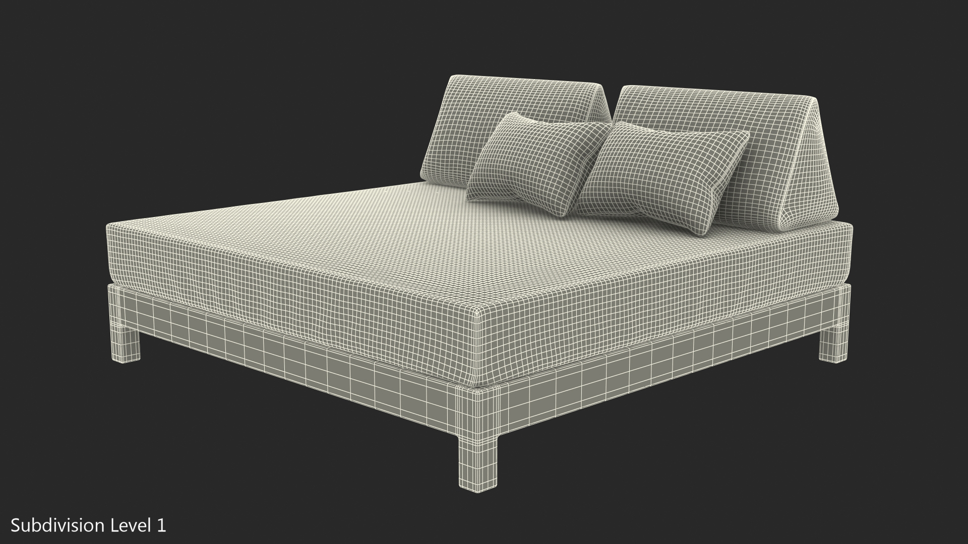 Wooden Kingsize Bed 3D model