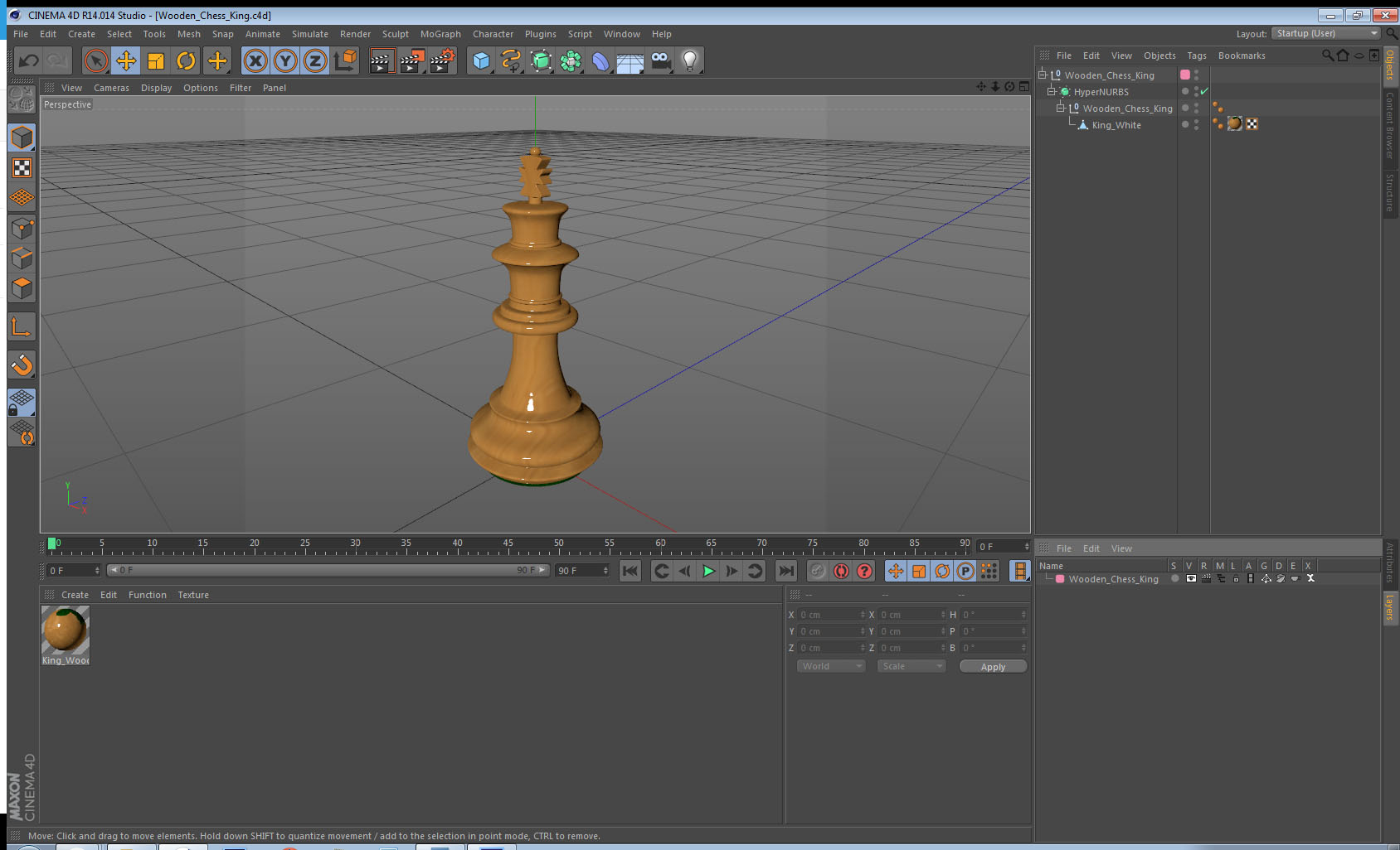 Wooden Chess King 3D
