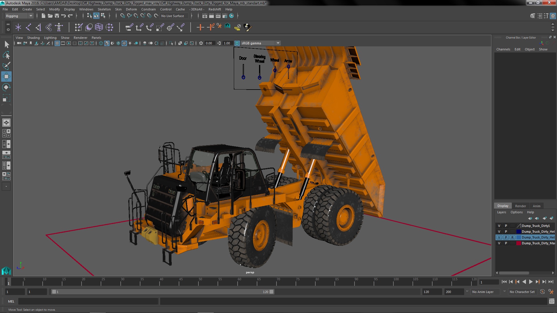 Off Highway Dump Truck Dirty Rigged for Maya 3D model