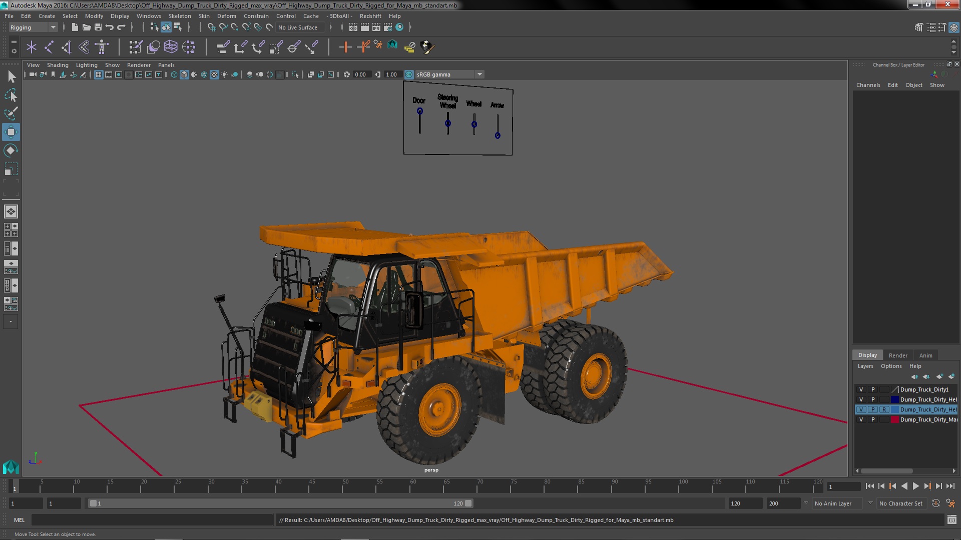 Off Highway Dump Truck Dirty Rigged for Maya 3D model