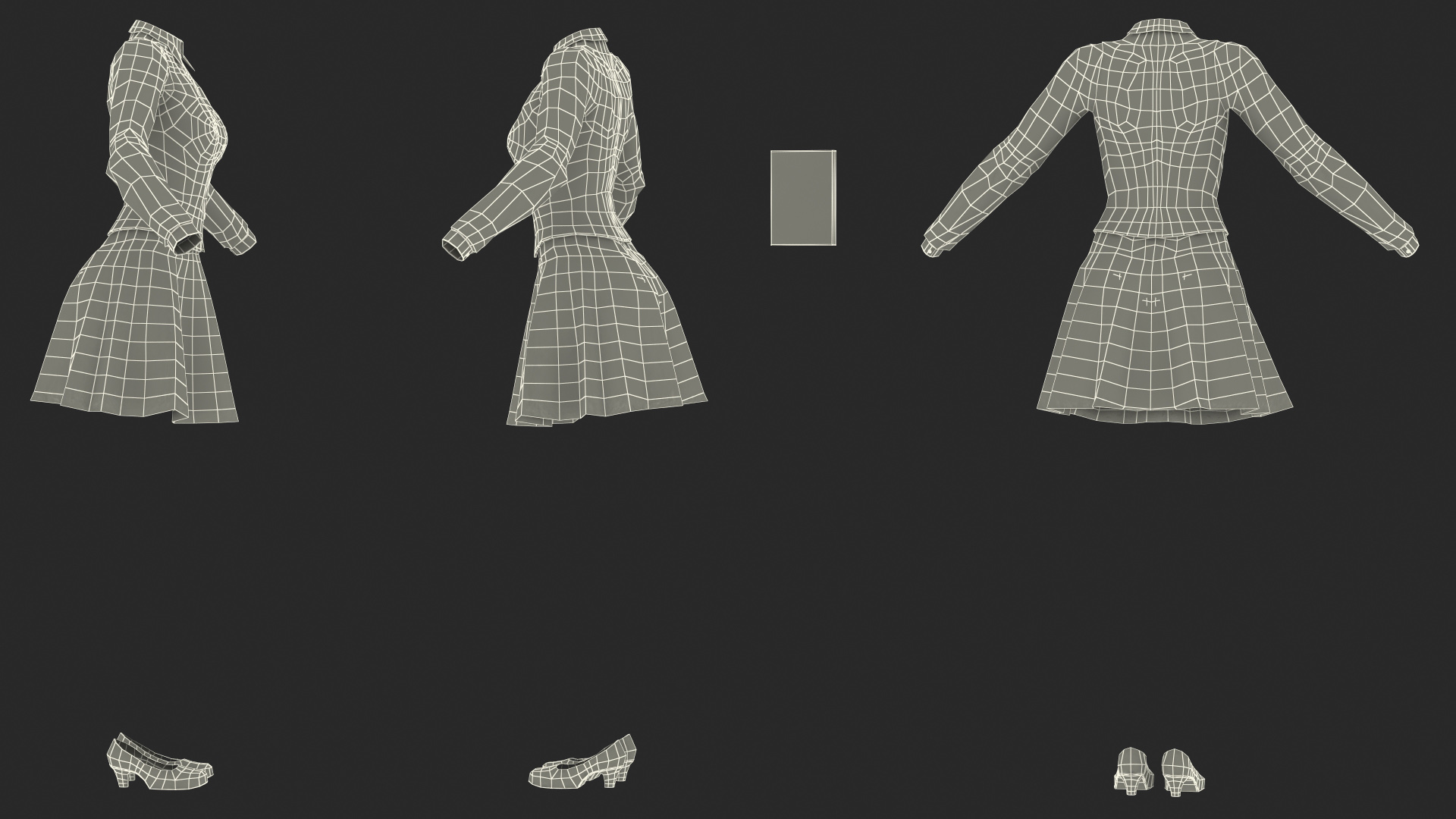 3D American School Girl Green Outfit model