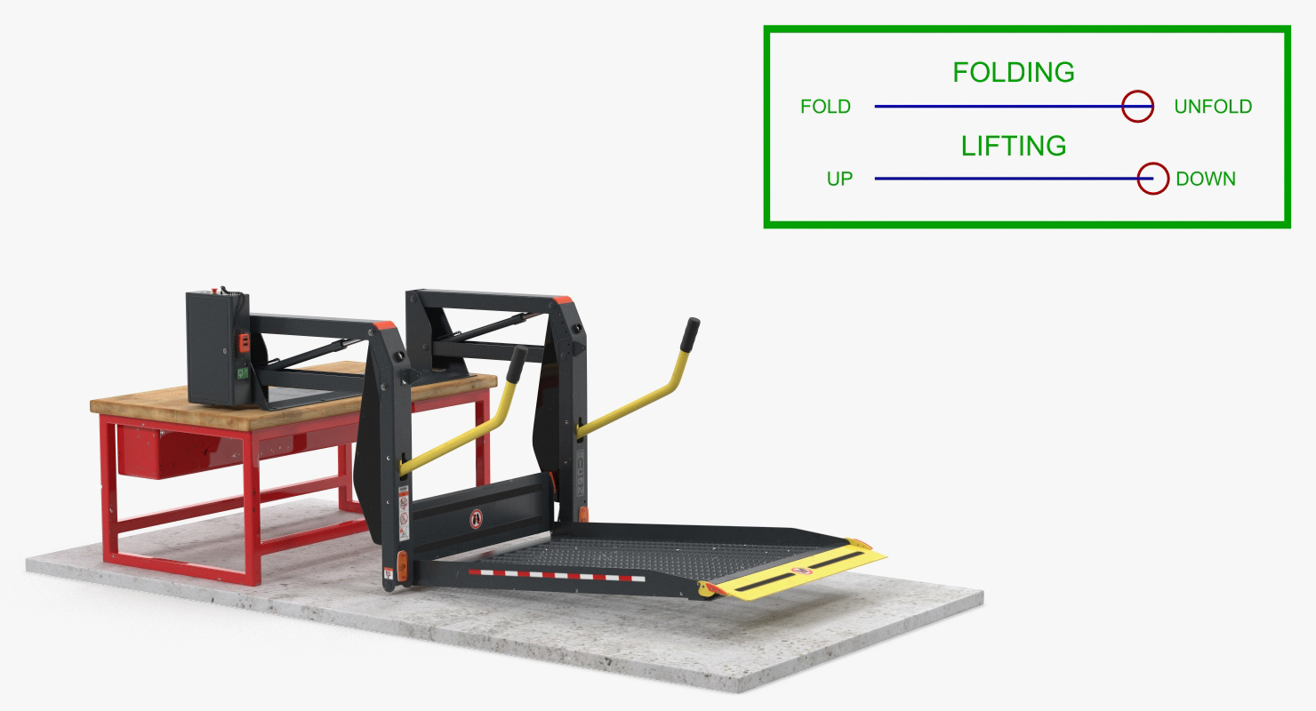 Hydraulic Wheelchair Lift Rigged 3D
