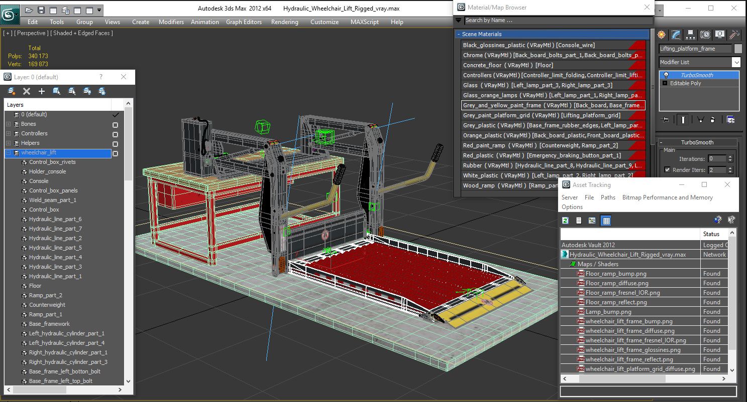 Hydraulic Wheelchair Lift Rigged 3D