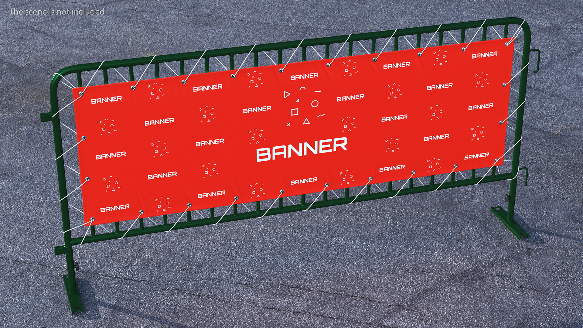 3D Green Interlocking Steel Barricade with Banner
