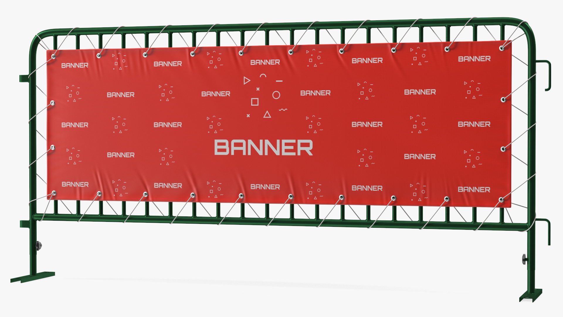 3D Green Interlocking Steel Barricade with Banner