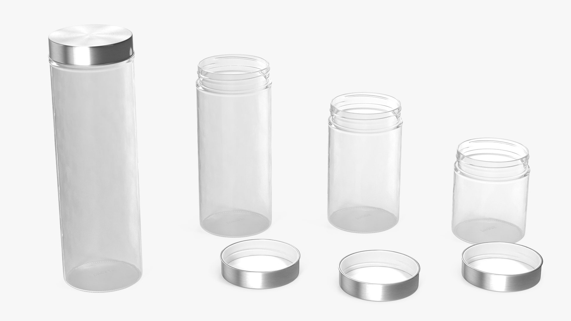3D Glass Storage Jar with Steel Lid Set
