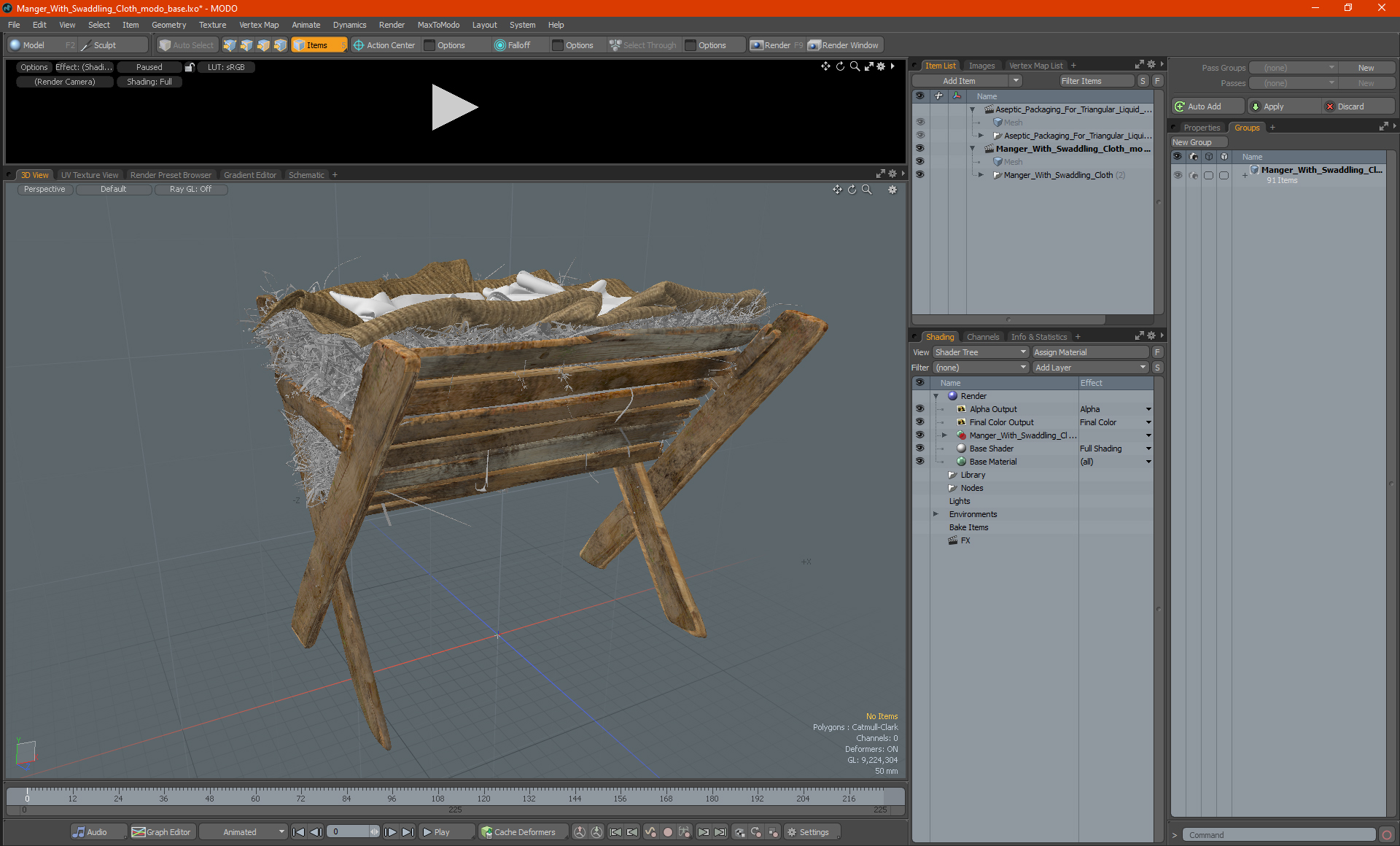 Manger With Swaddling Cloth 3D