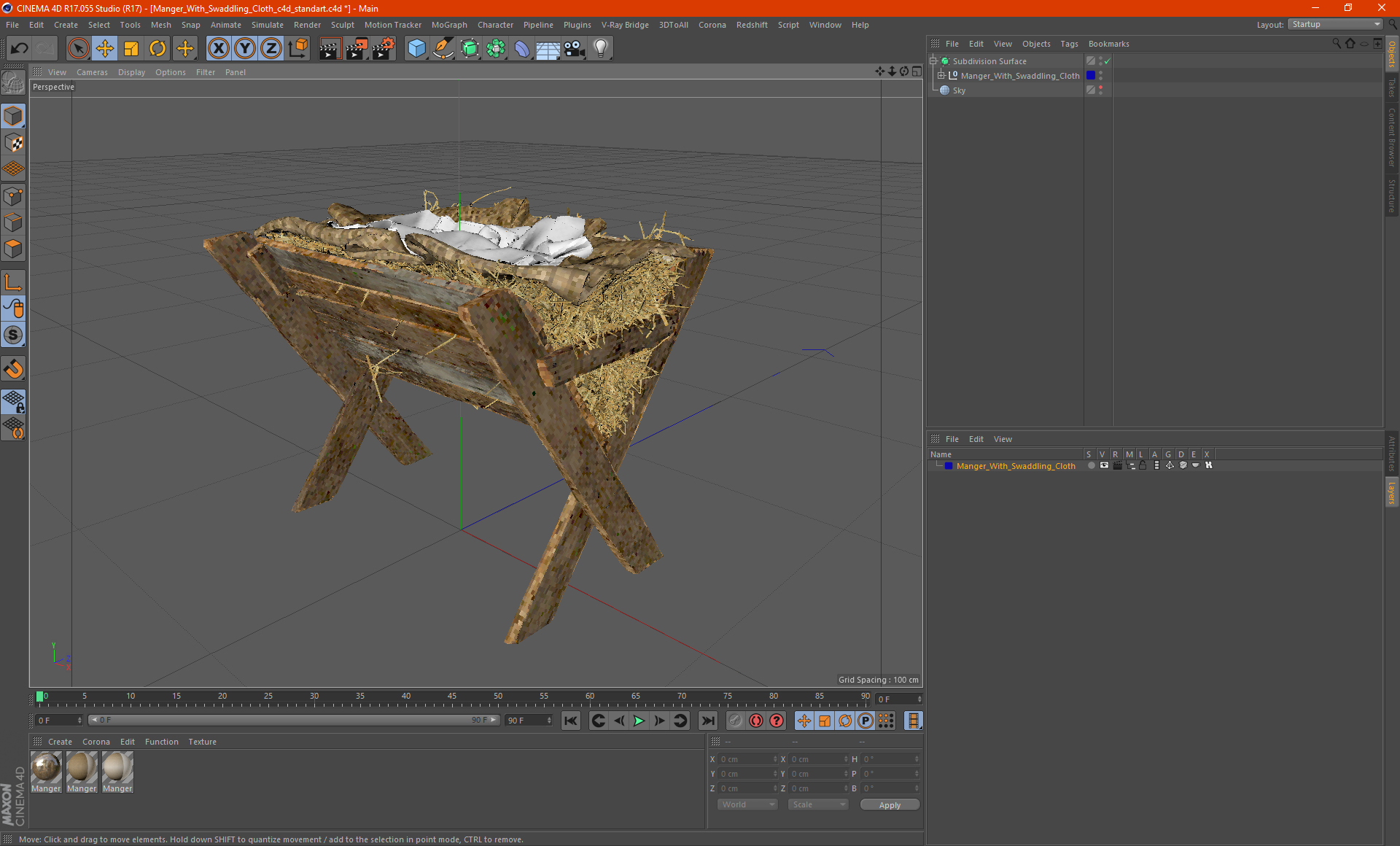 Manger With Swaddling Cloth 3D