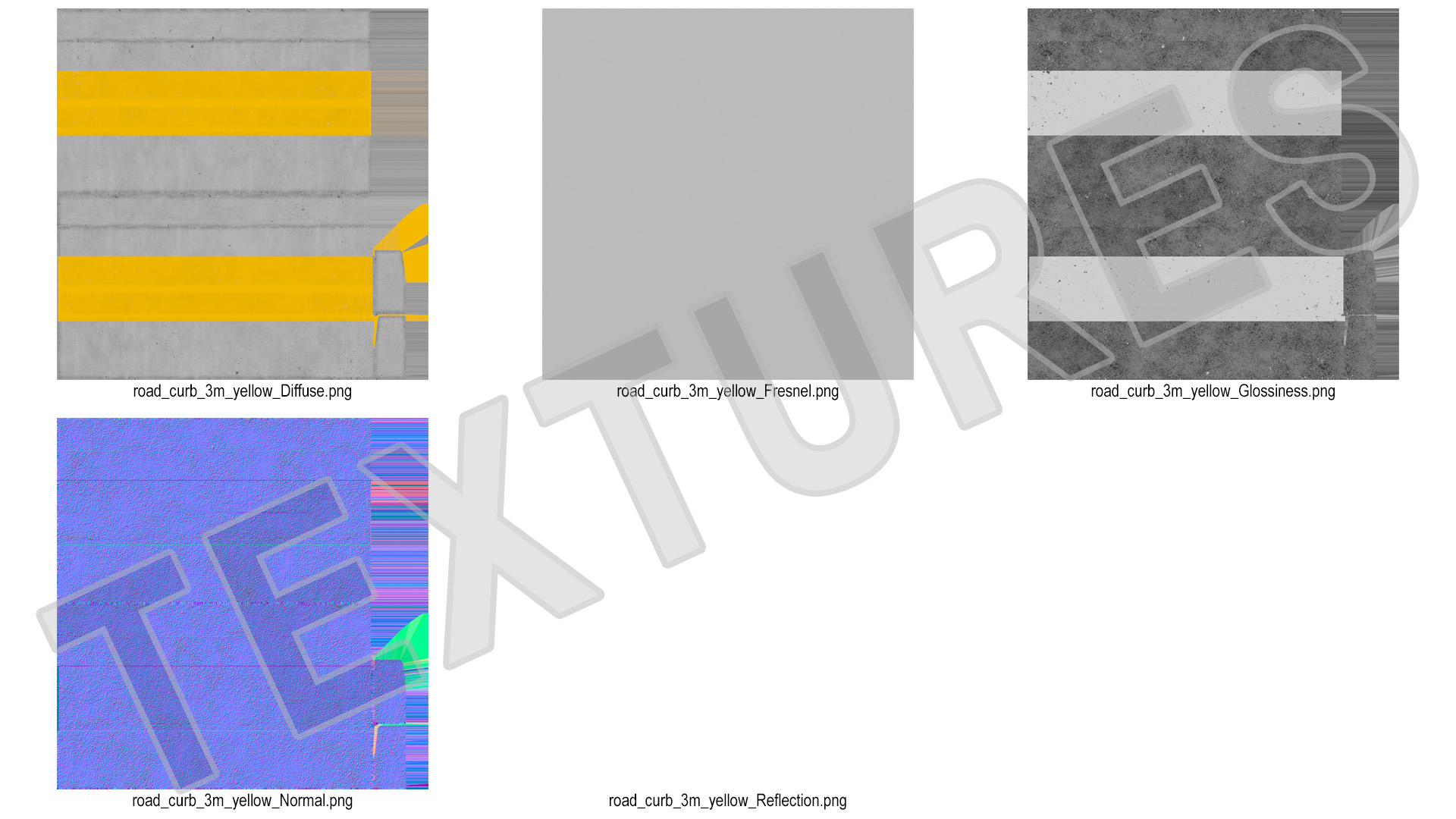 Road Curb 3m Yellow 3D model