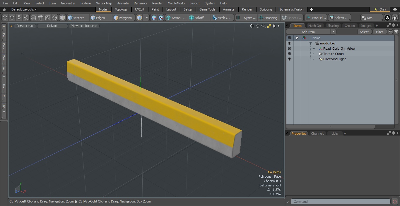Road Curb 3m Yellow 3D model