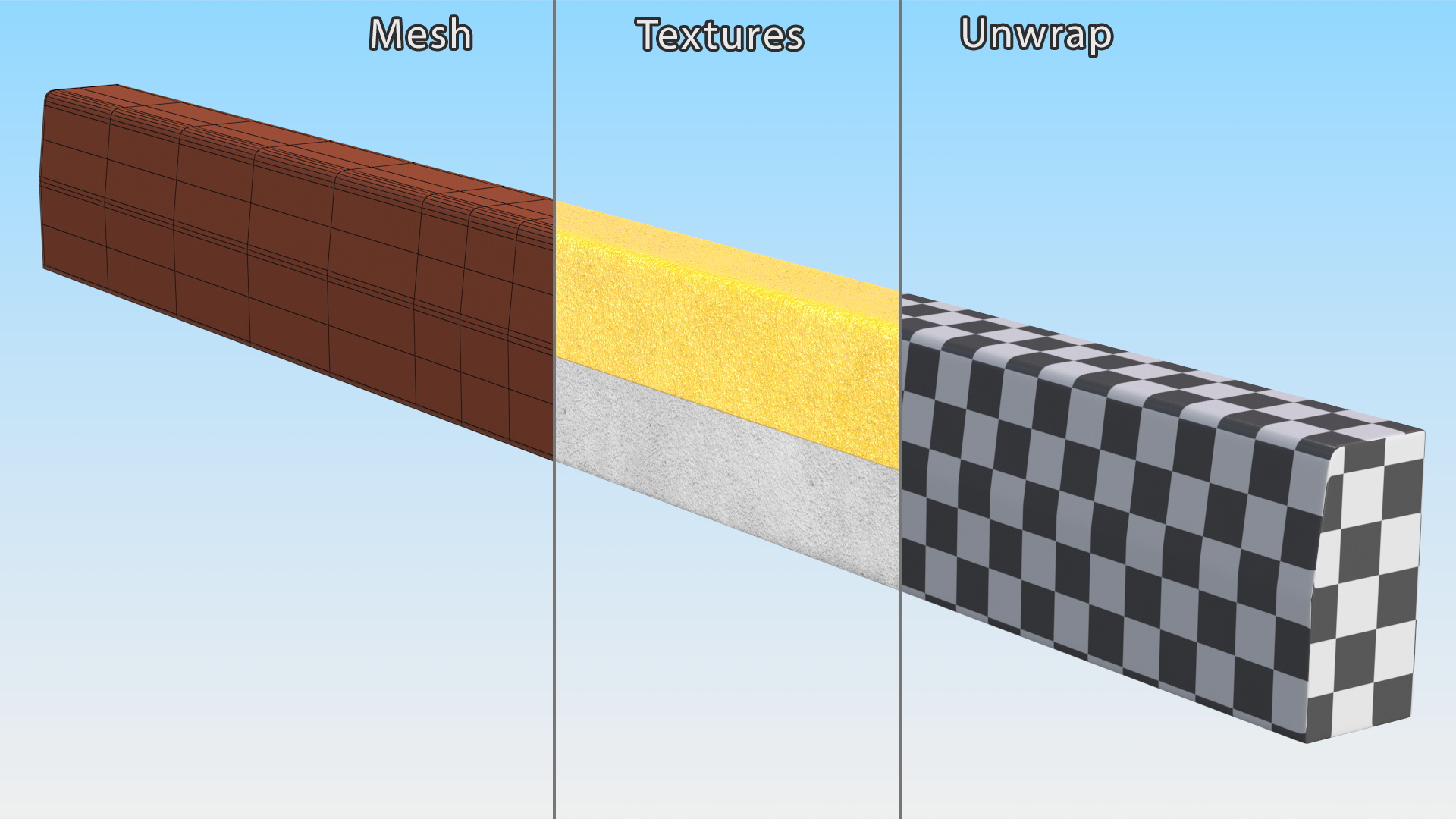 Road Curb 3m Yellow 3D model
