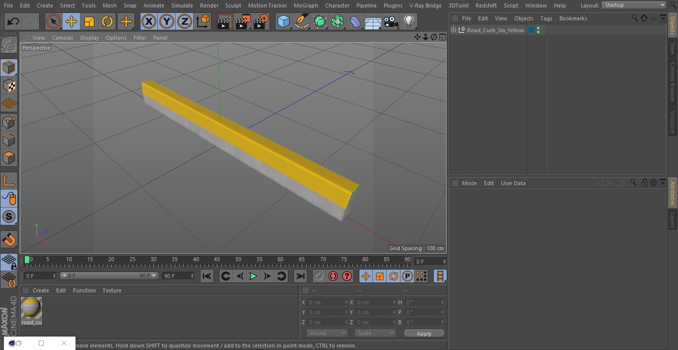 Road Curb 3m Yellow 3D model