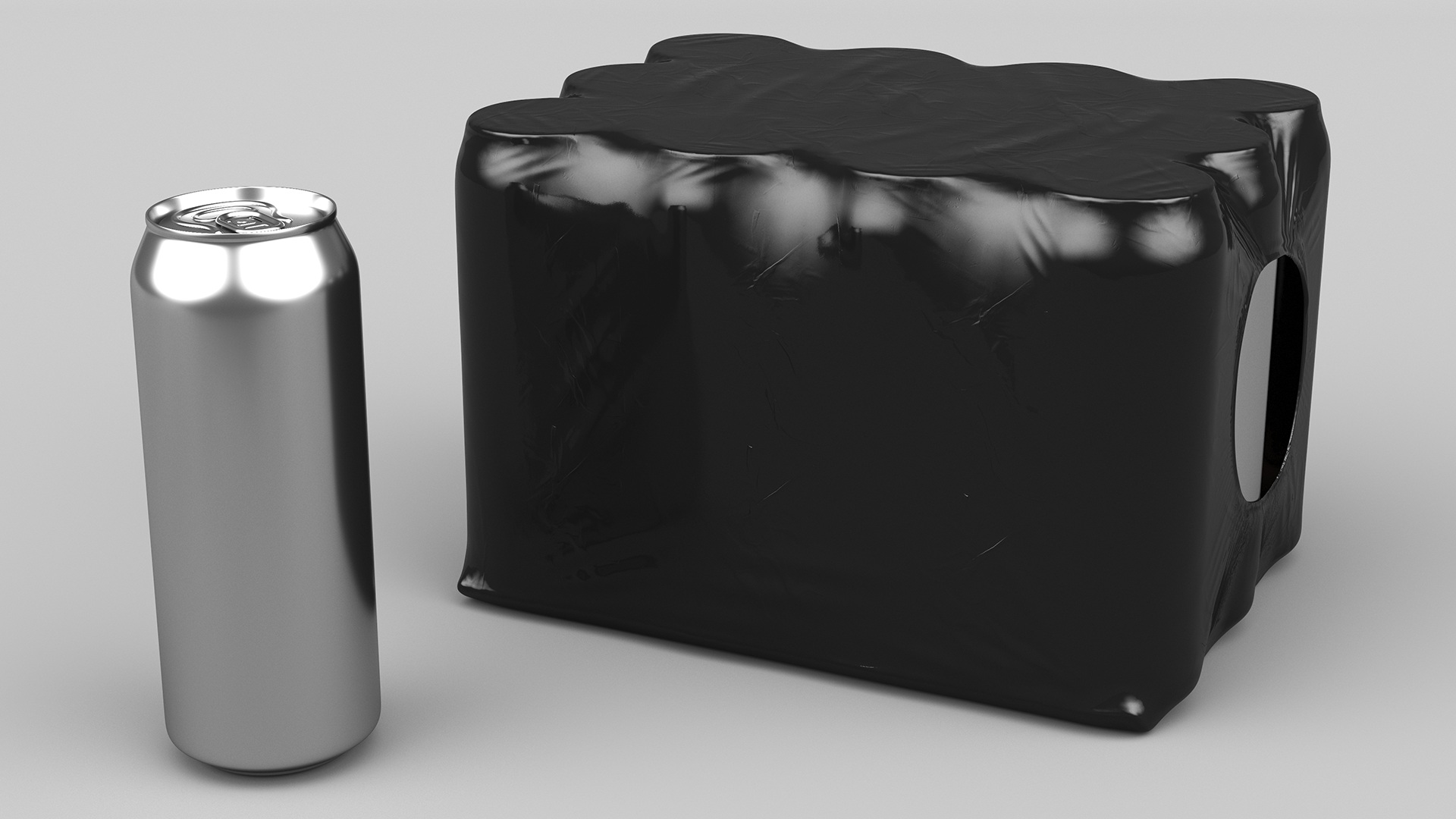 3D model Pack of 12 Pcs Aluminium Can 500ml Black