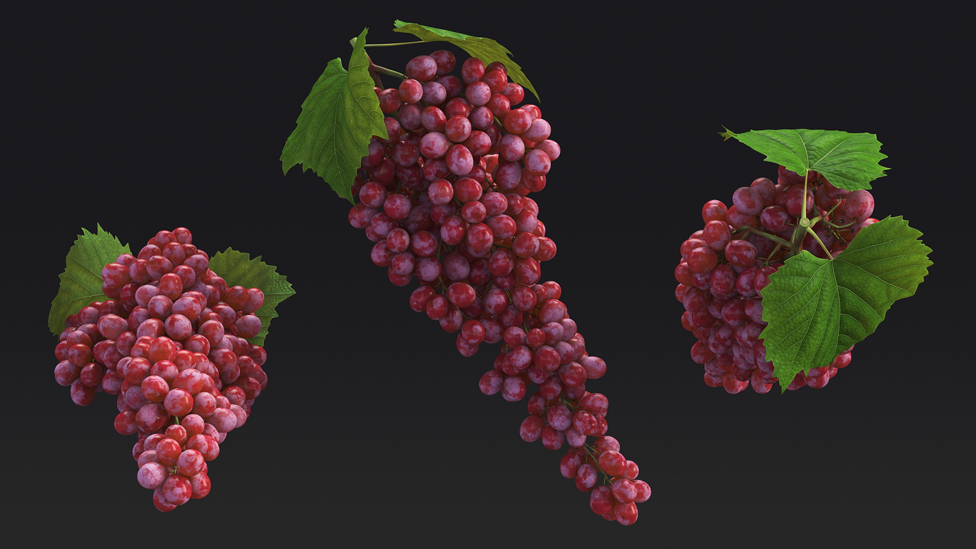 3D model Red Sultana Grape Cluster