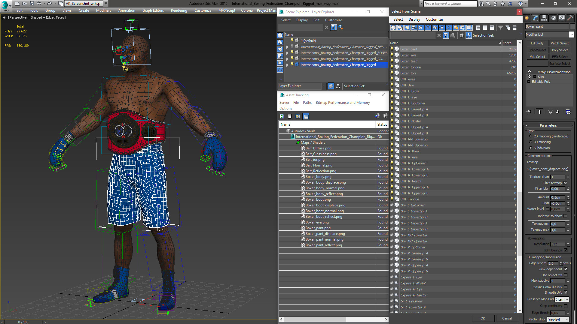 3D International Boxing Federation Champion Rigged for Maya