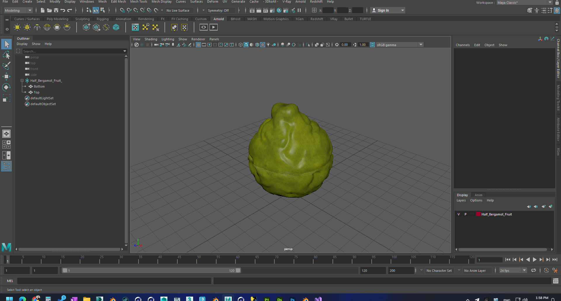 Half Bergamot Fruit 3D model