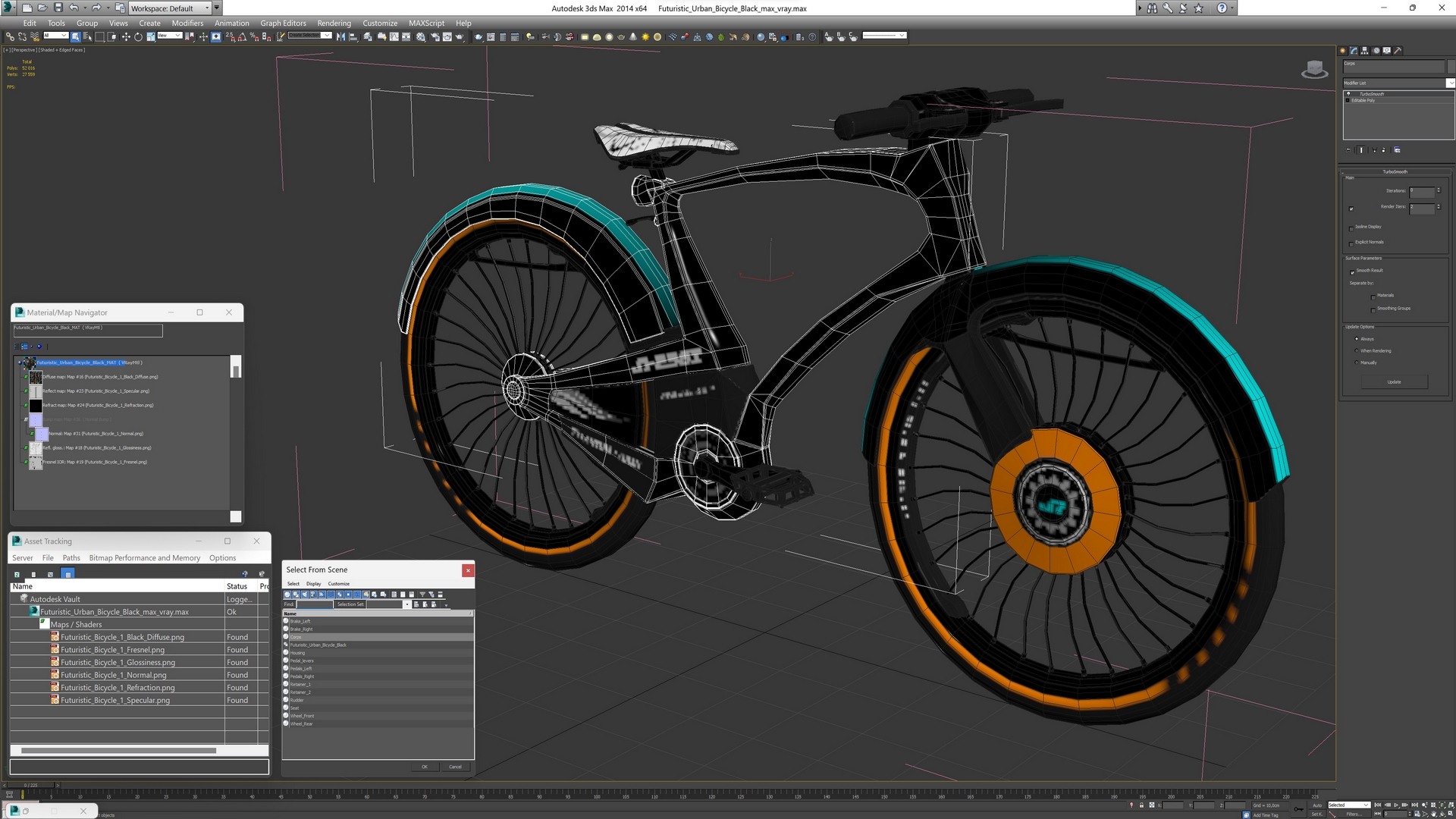 3D model Futuristic Urban Bicycle Black