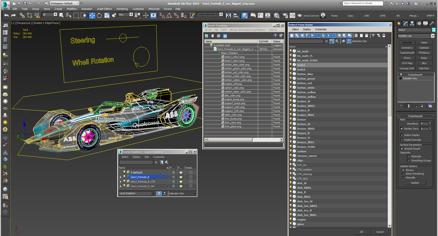 3D model Gen2 Formula E Car Rigged