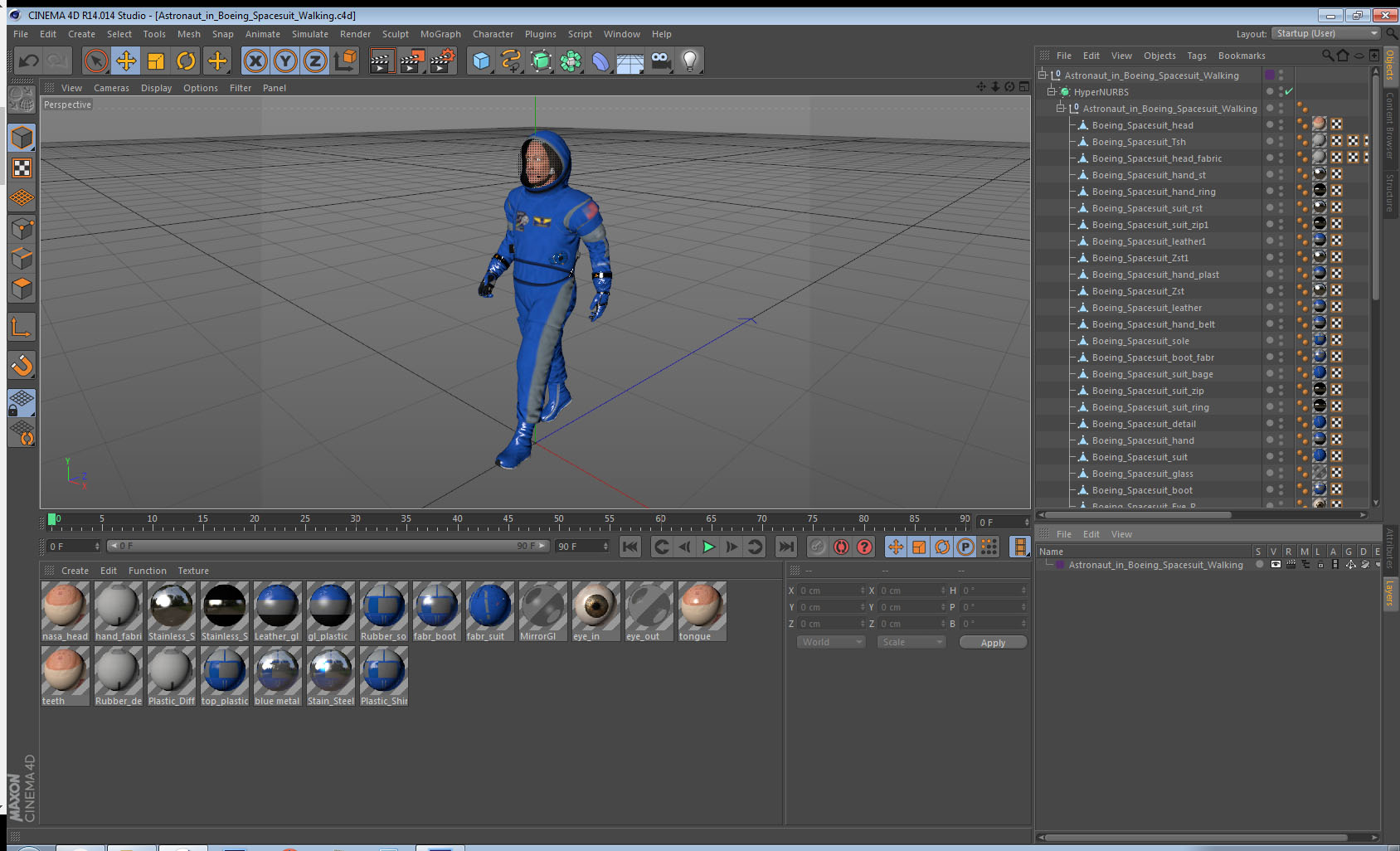 Astronaut in Boeing Spacesuit Walking 3D