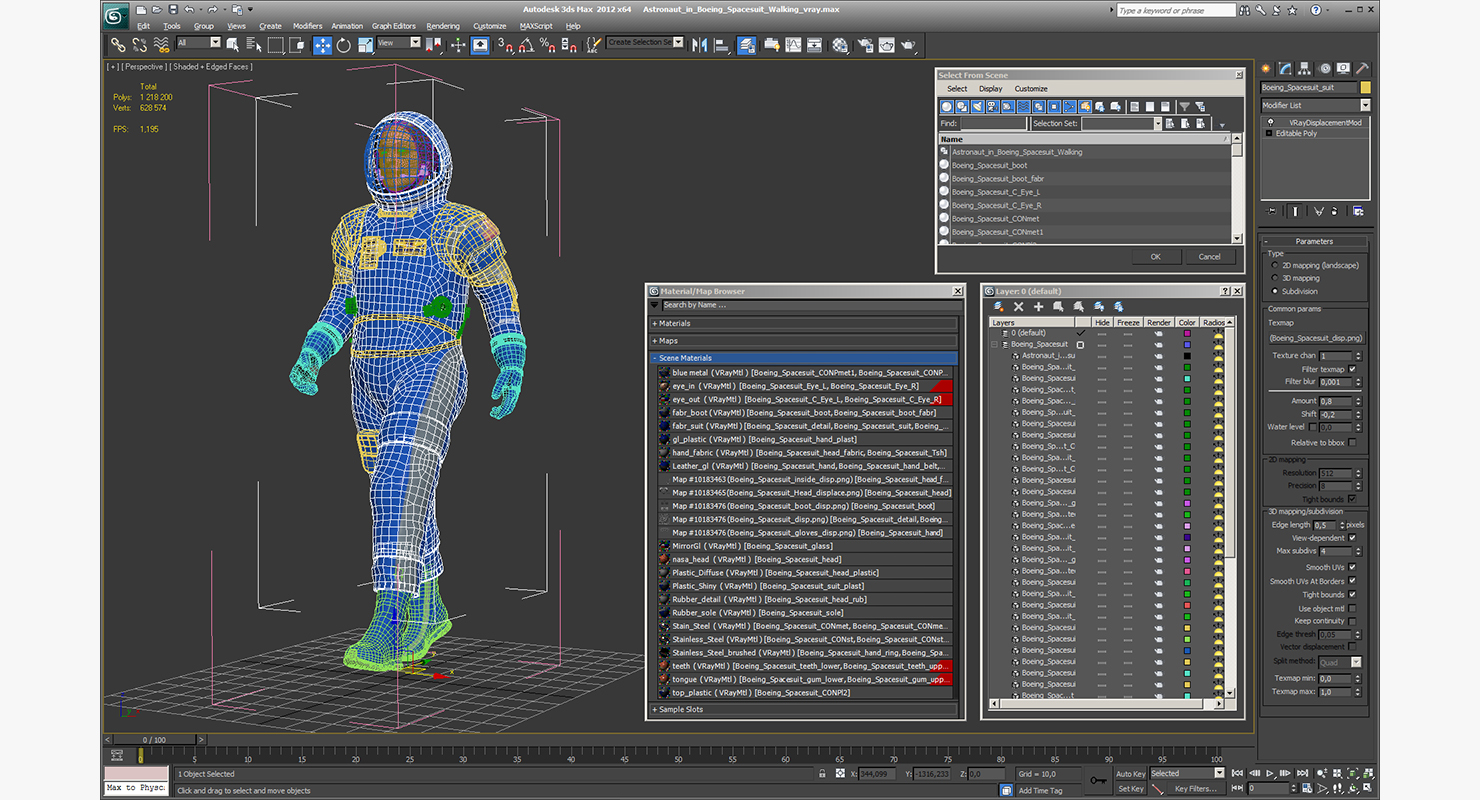 Astronaut in Boeing Spacesuit Walking 3D