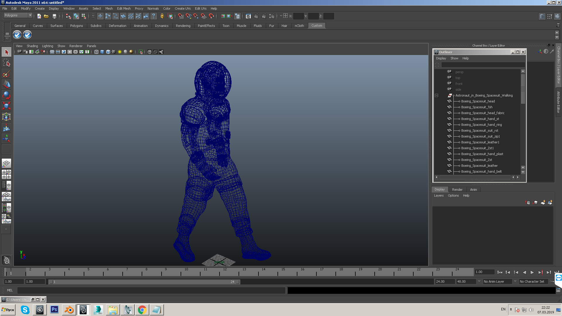 Astronaut in Boeing Spacesuit Walking 3D