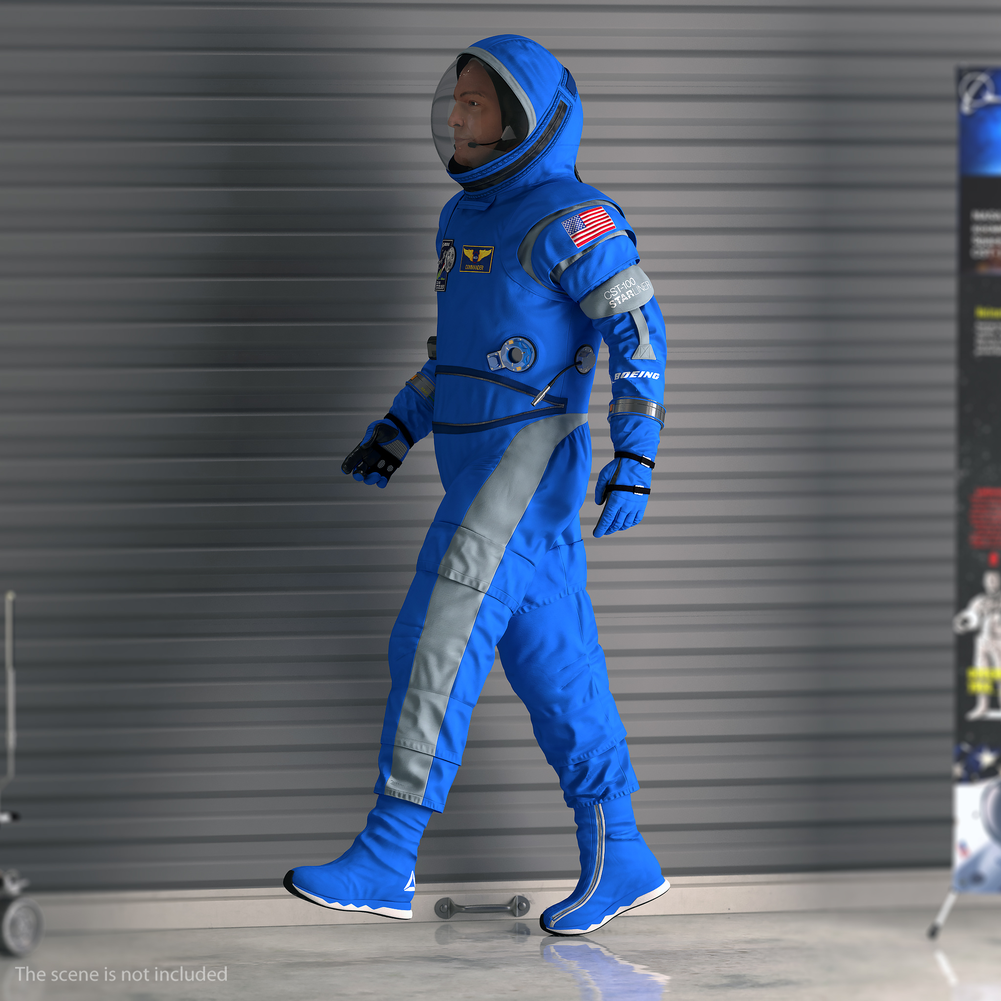 Astronaut in Boeing Spacesuit Walking 3D