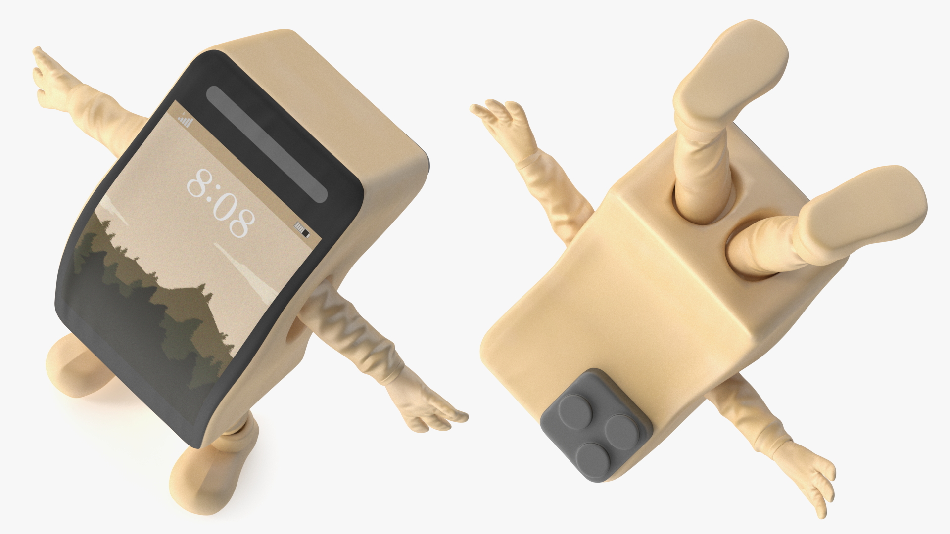 3D Mobile IPhone Mascot Golden Happy Pose model